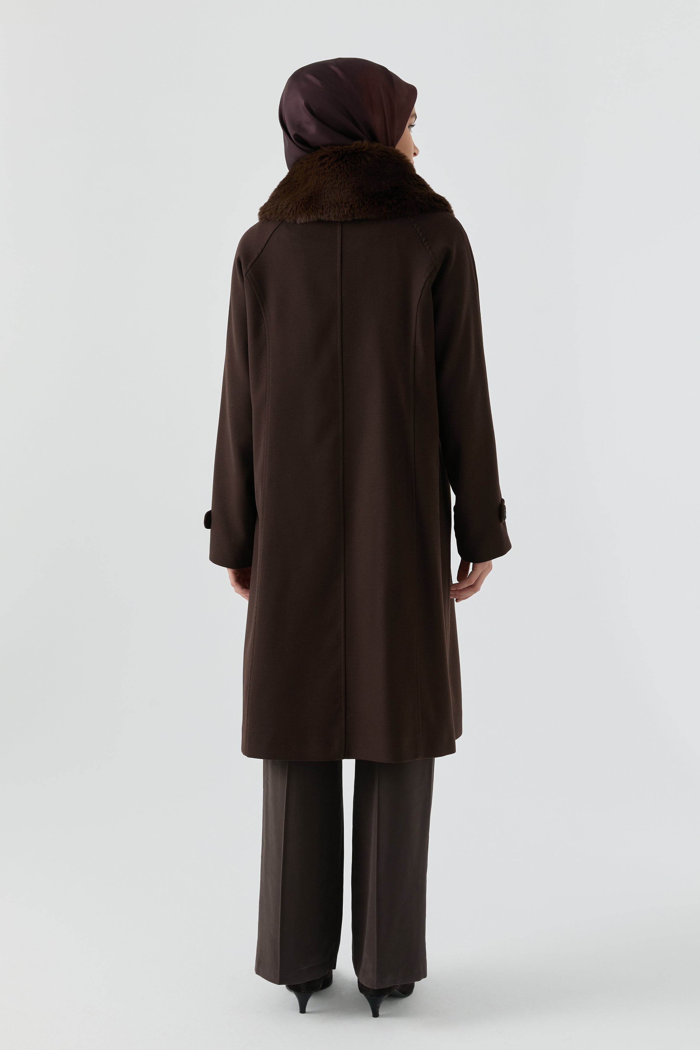 Reglan Kol Bant Detaylı Kaban - Kahve TUGBA