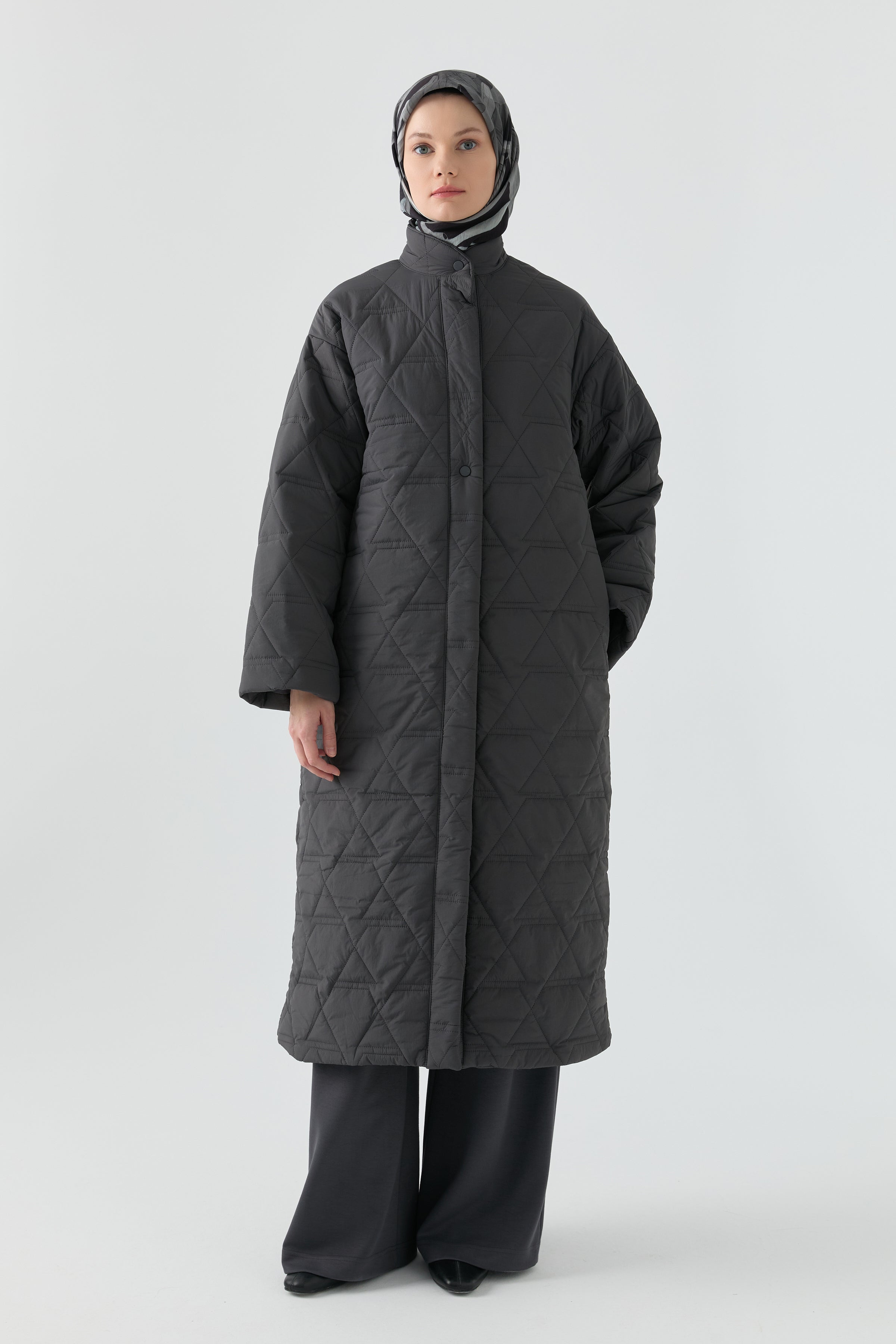 Baklava Desenli Kaban - Antrasit TUGBA