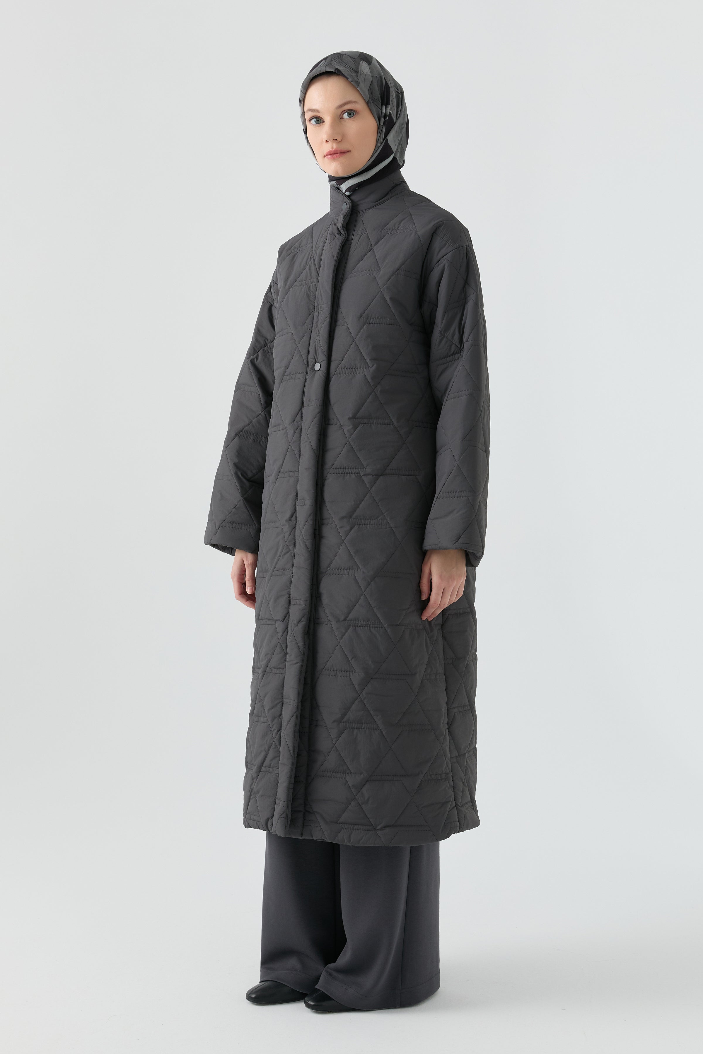 Baklava Desenli Kaban - Antrasit TUGBA