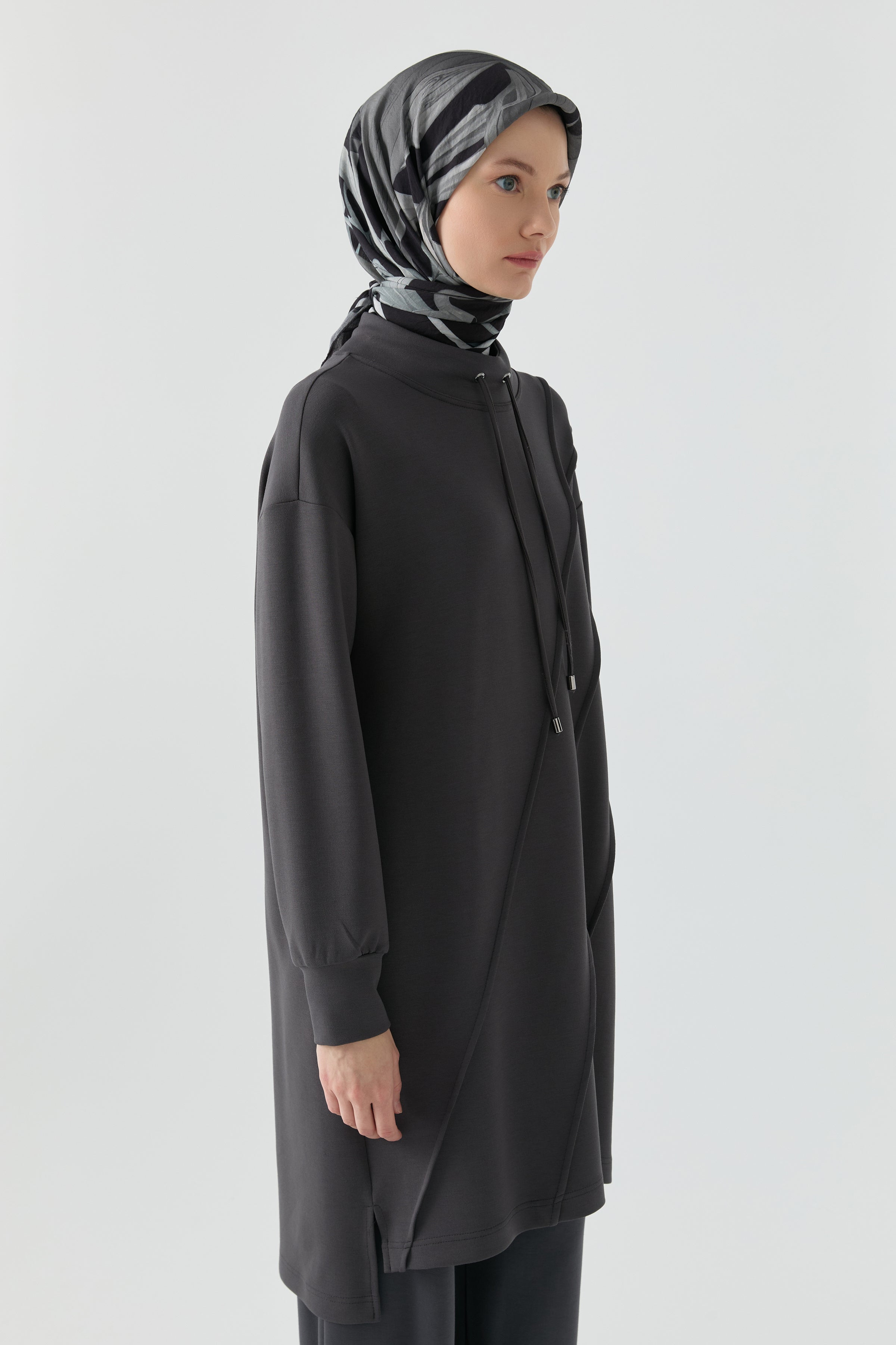 Nervür Detaylı Tunik - Antrasit TUGBA