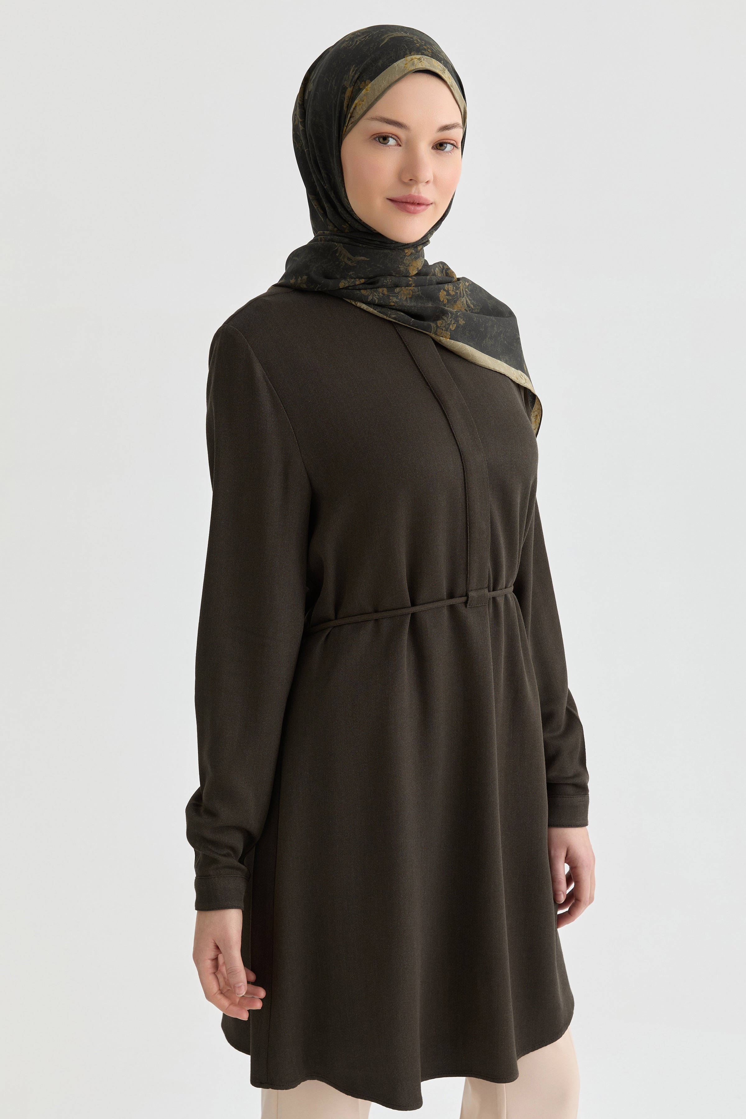 Bağcık Detaylı Tunik - Haki TUGBA