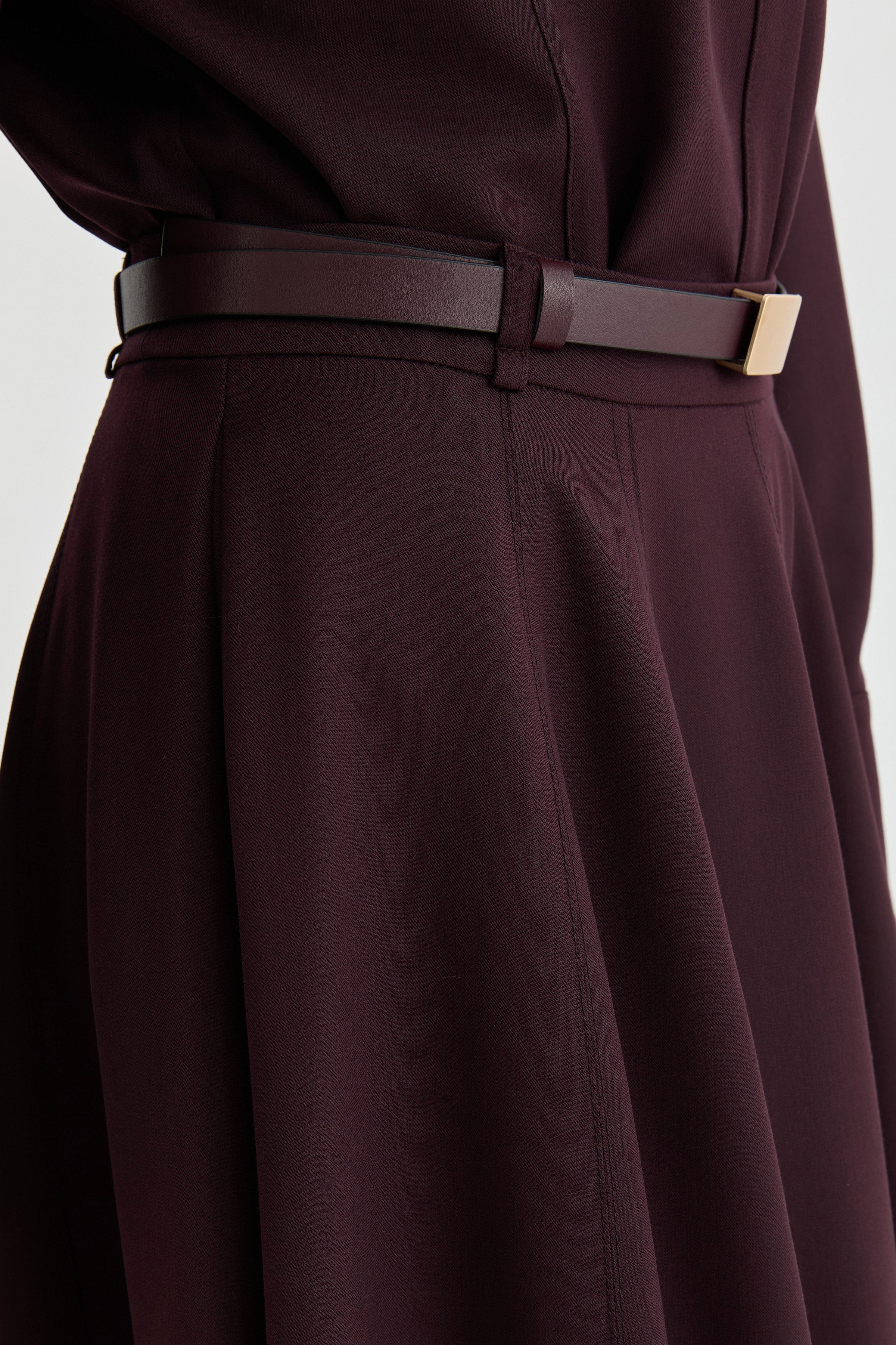 Kemerli Godeli Etek - Bordo TUGBA