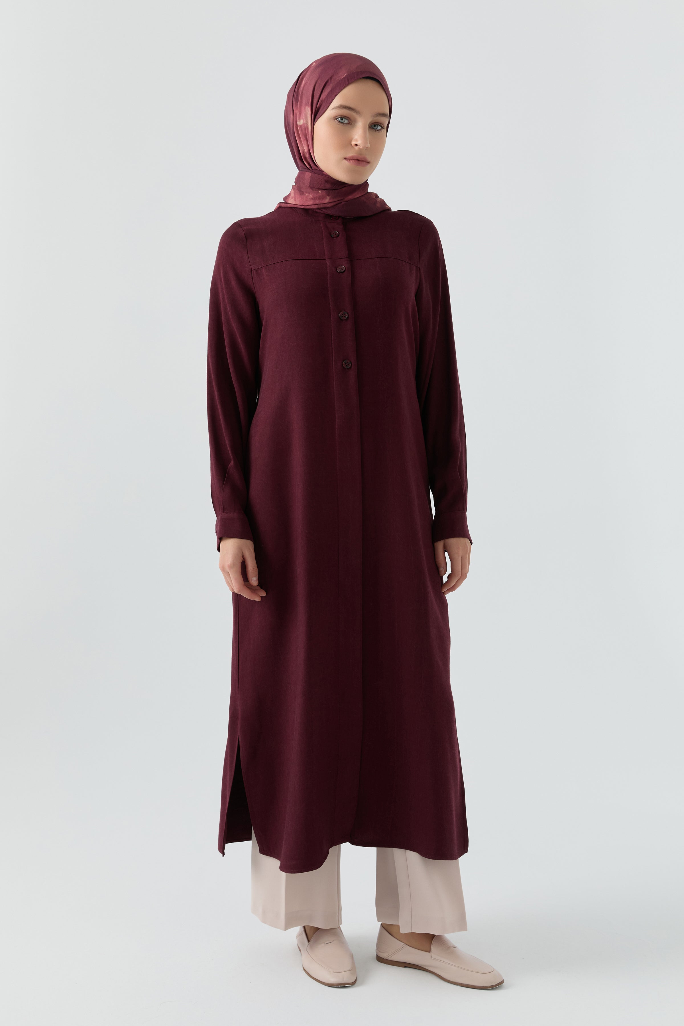 Gizli Patlı Tunik - Bordo TUGBA