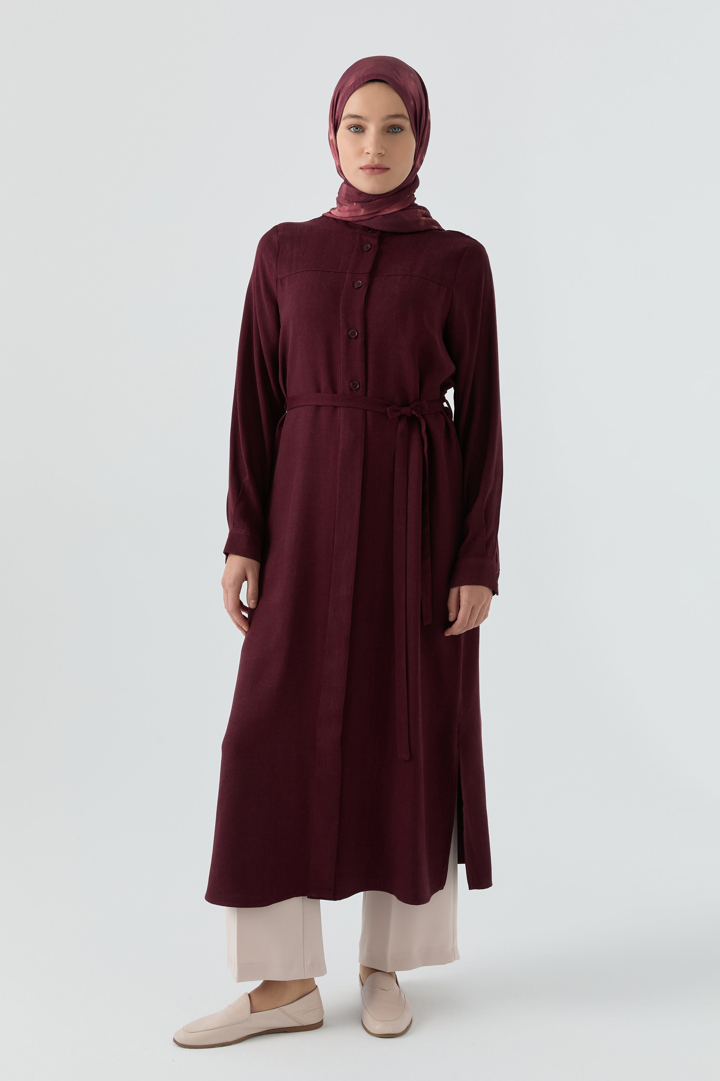 Gizli Patlı Tunik - Bordo TUGBA