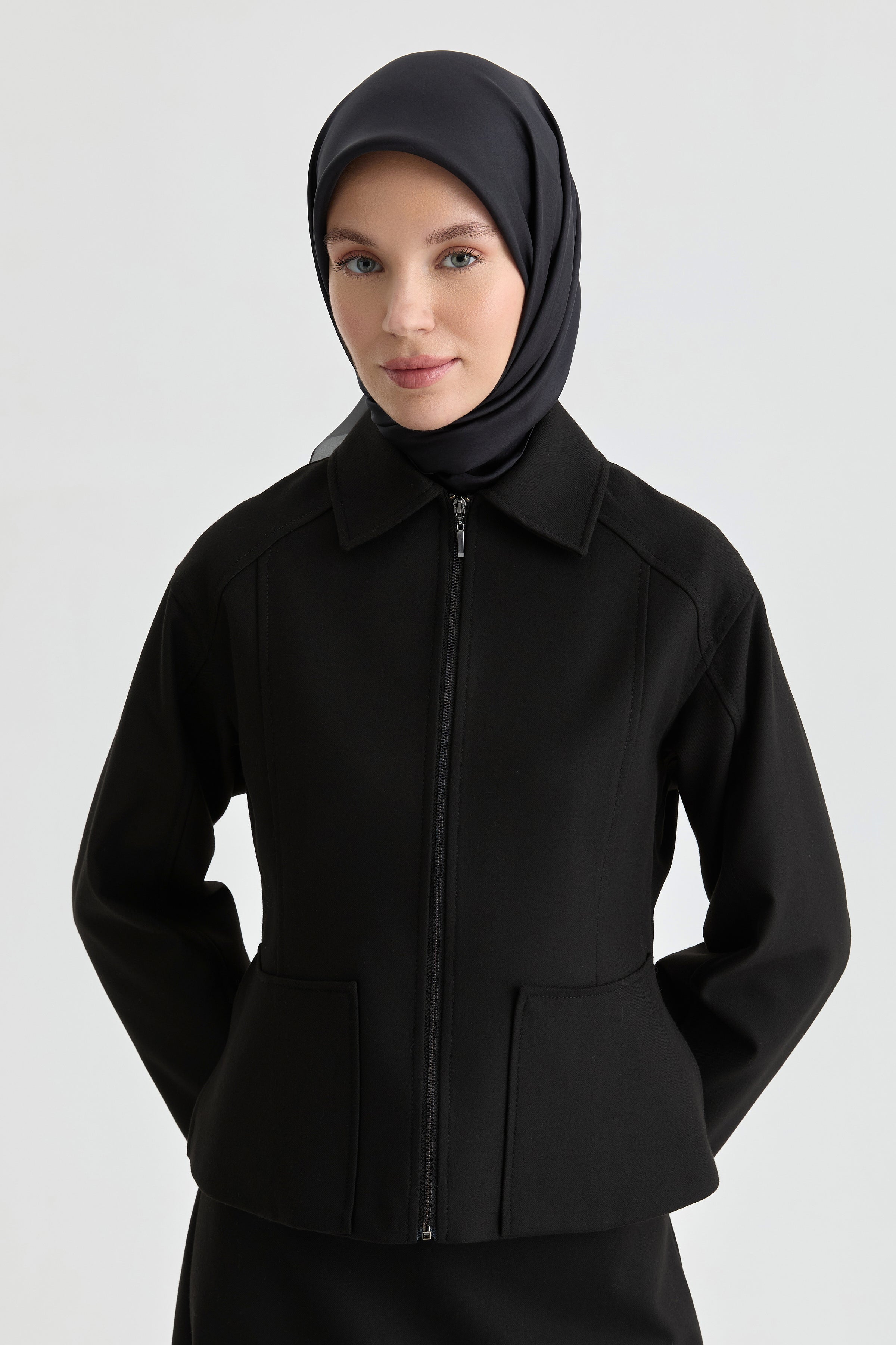 Kuplu Mini Ceket - Siyah TUGBA