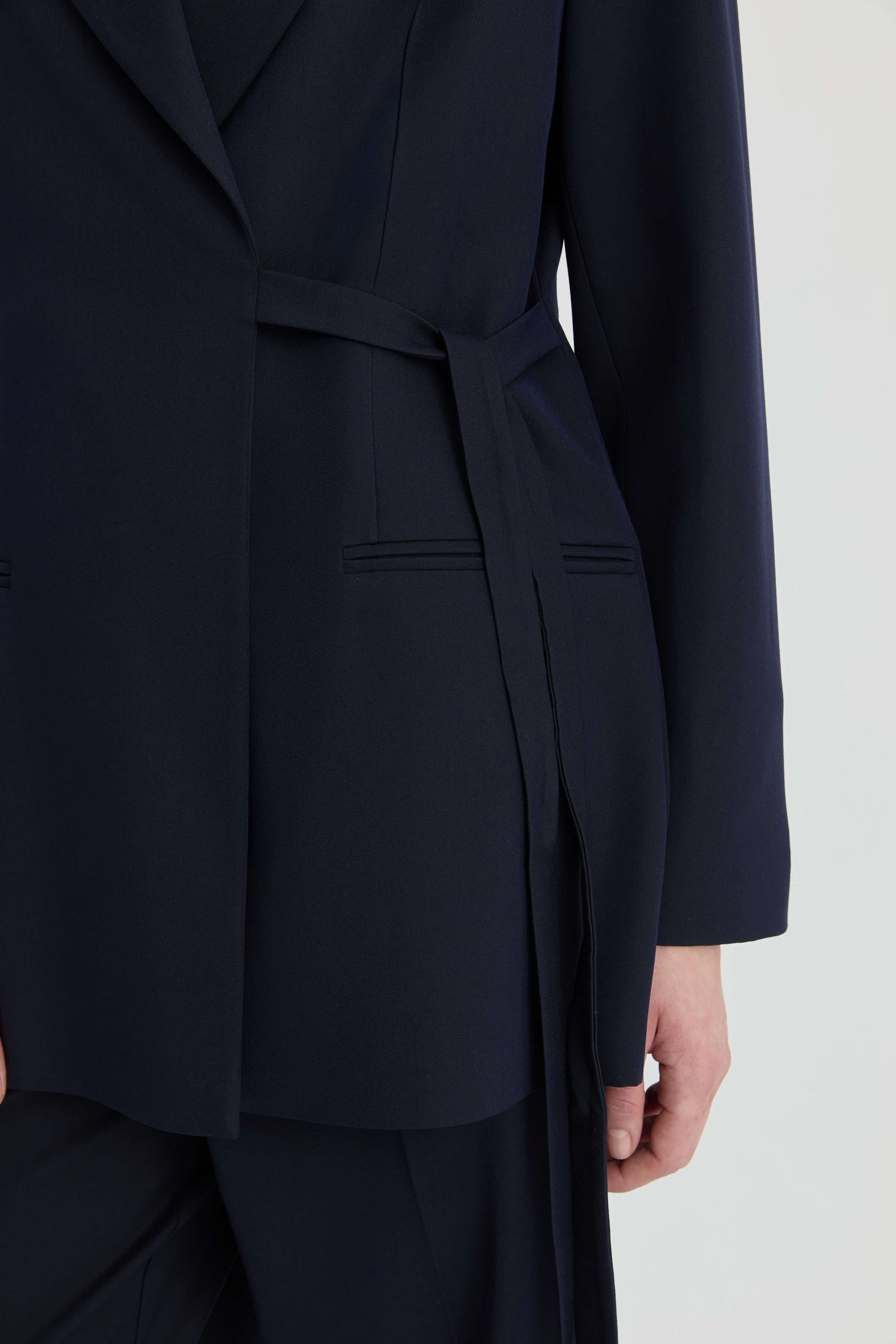 Yandan Bağlamalı Ceket - Lacivert TUGBA