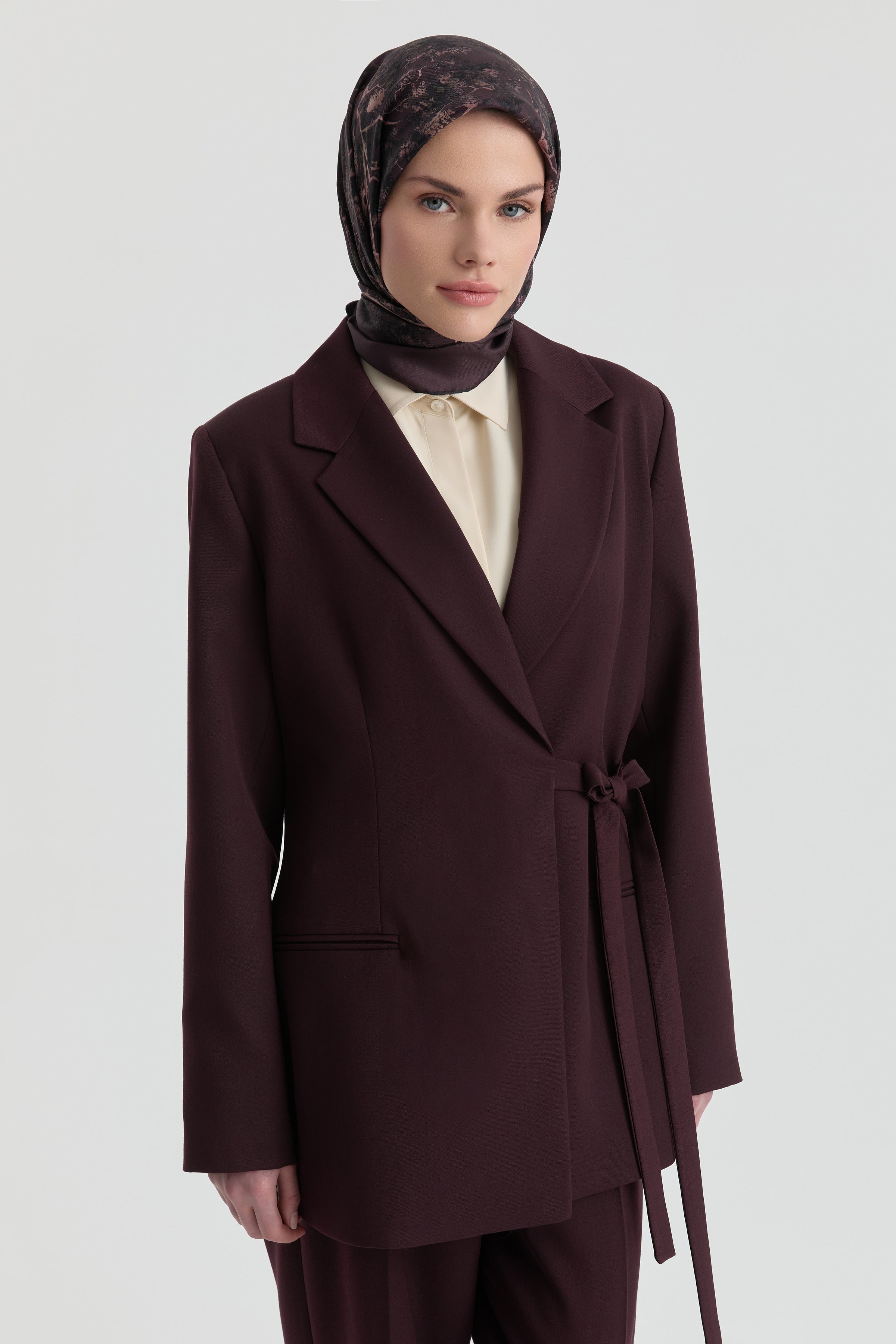 Yandan Bağlamalı Ceket - Bordo TUGBA