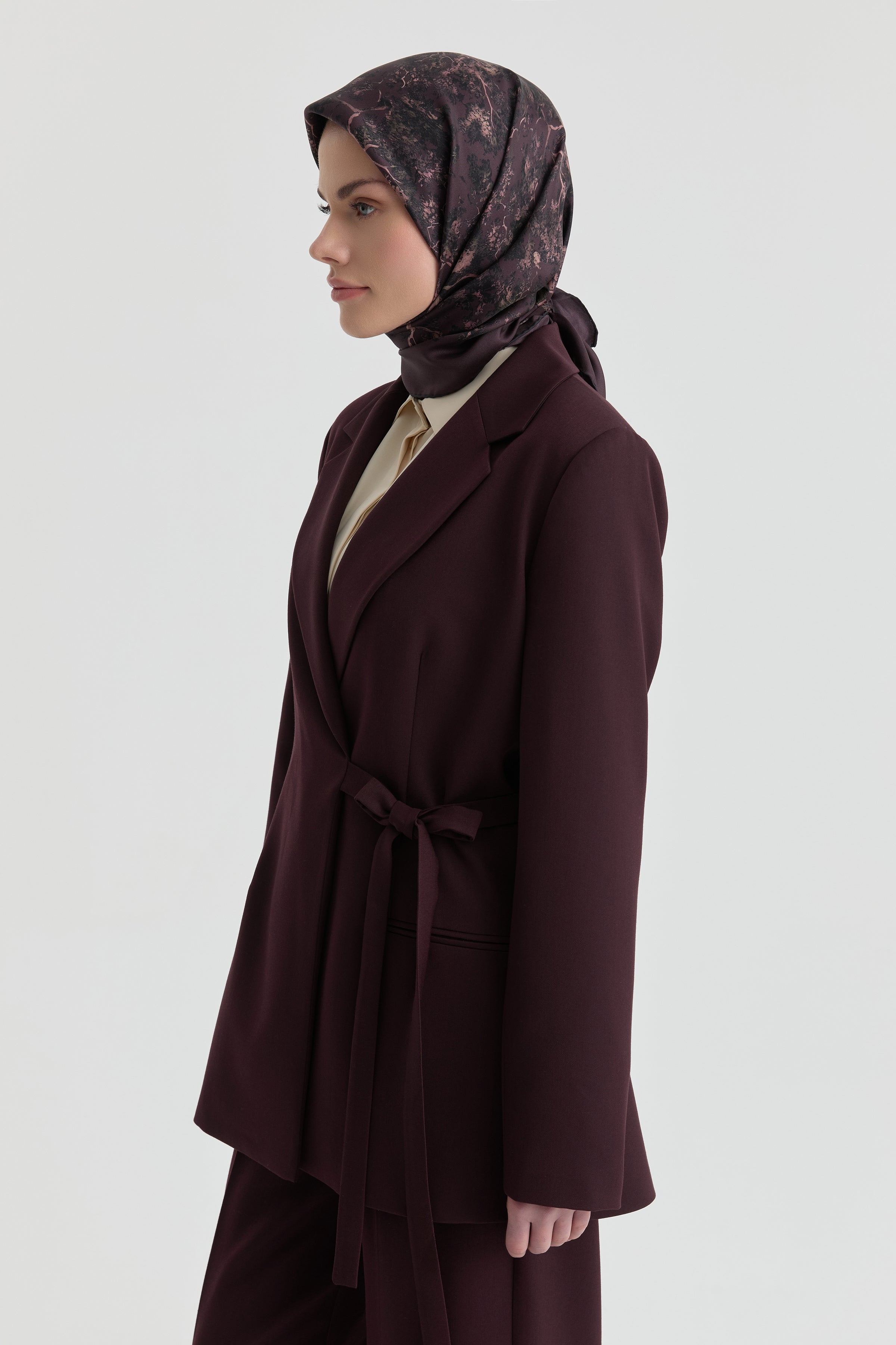 Yandan Bağlamalı Ceket - Bordo TUGBA