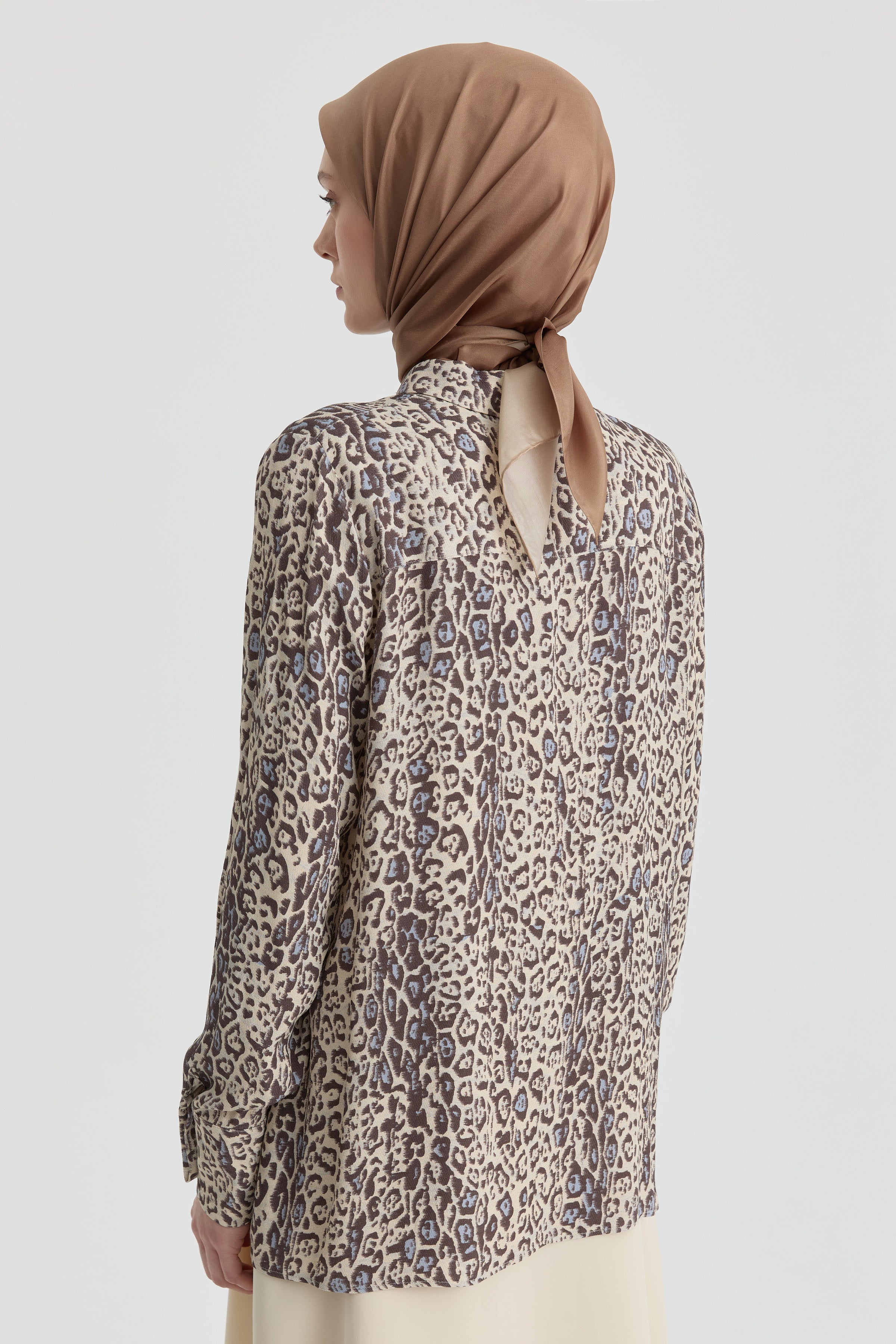 Leopar Desenli Gömlek - Kahve TUGBA