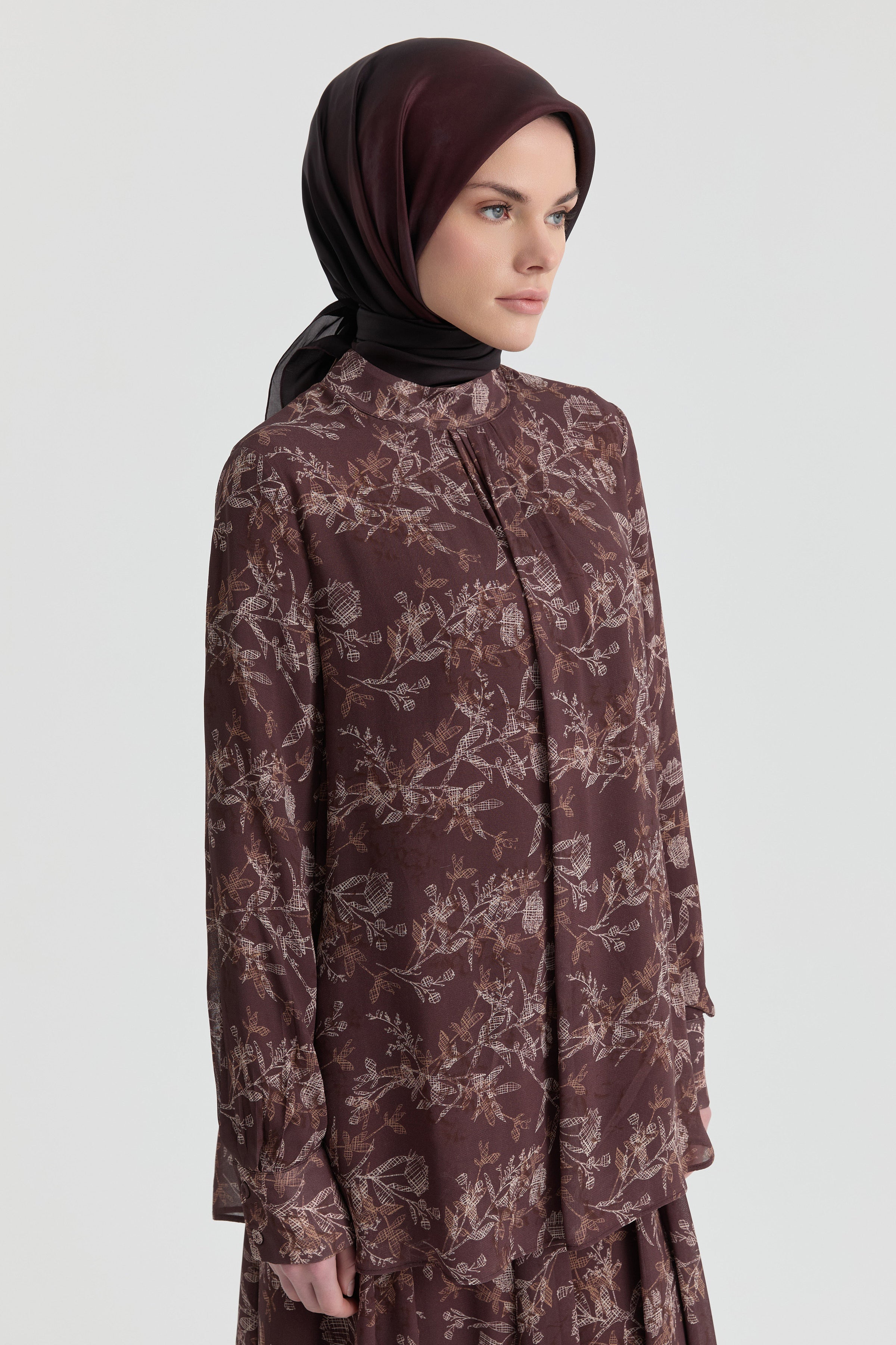 Kırma Detaylı Bluz - Kahve TUGBA