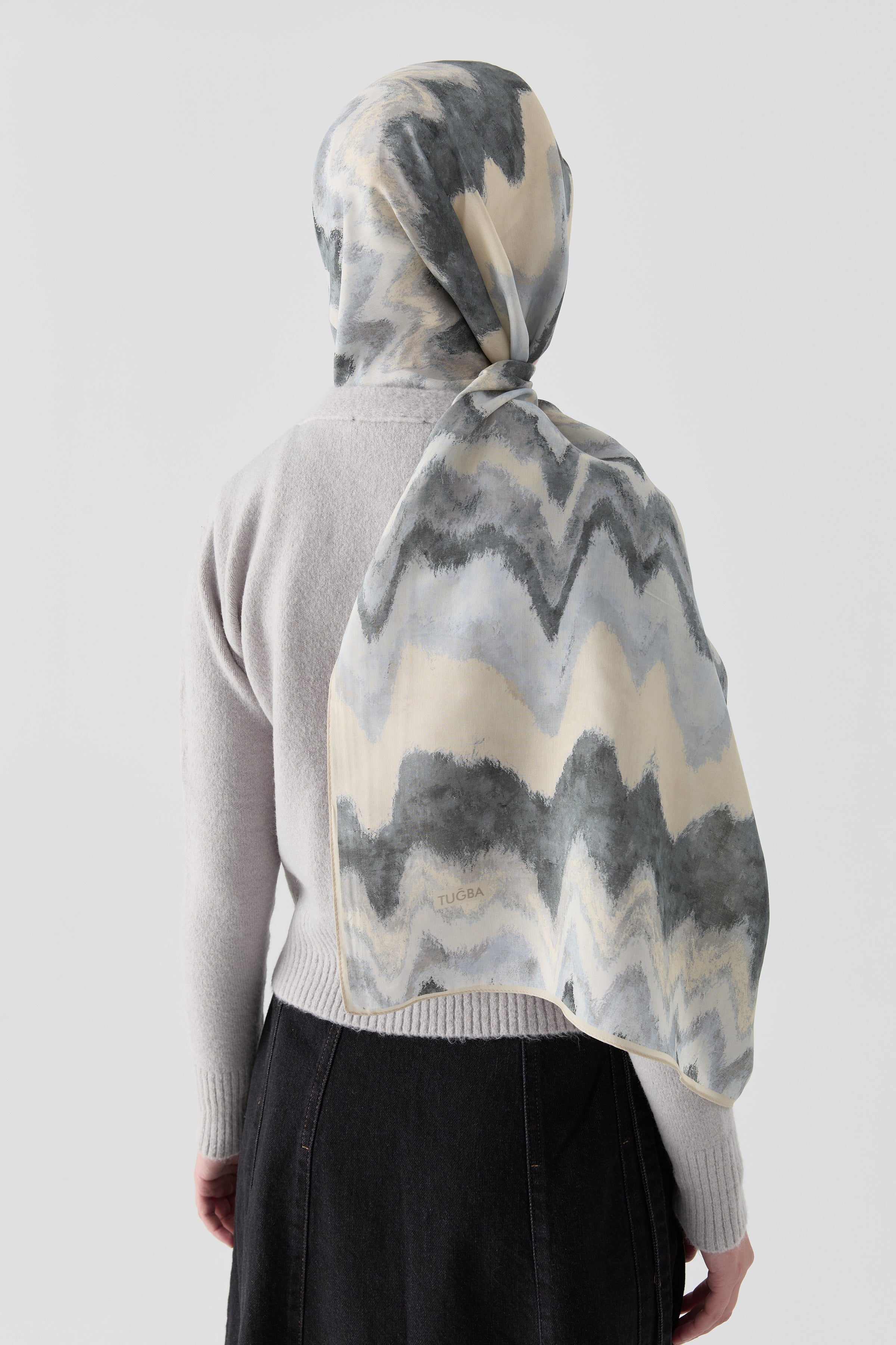 İkat Desenli Natural Şal - Açık Mavi TUGBA