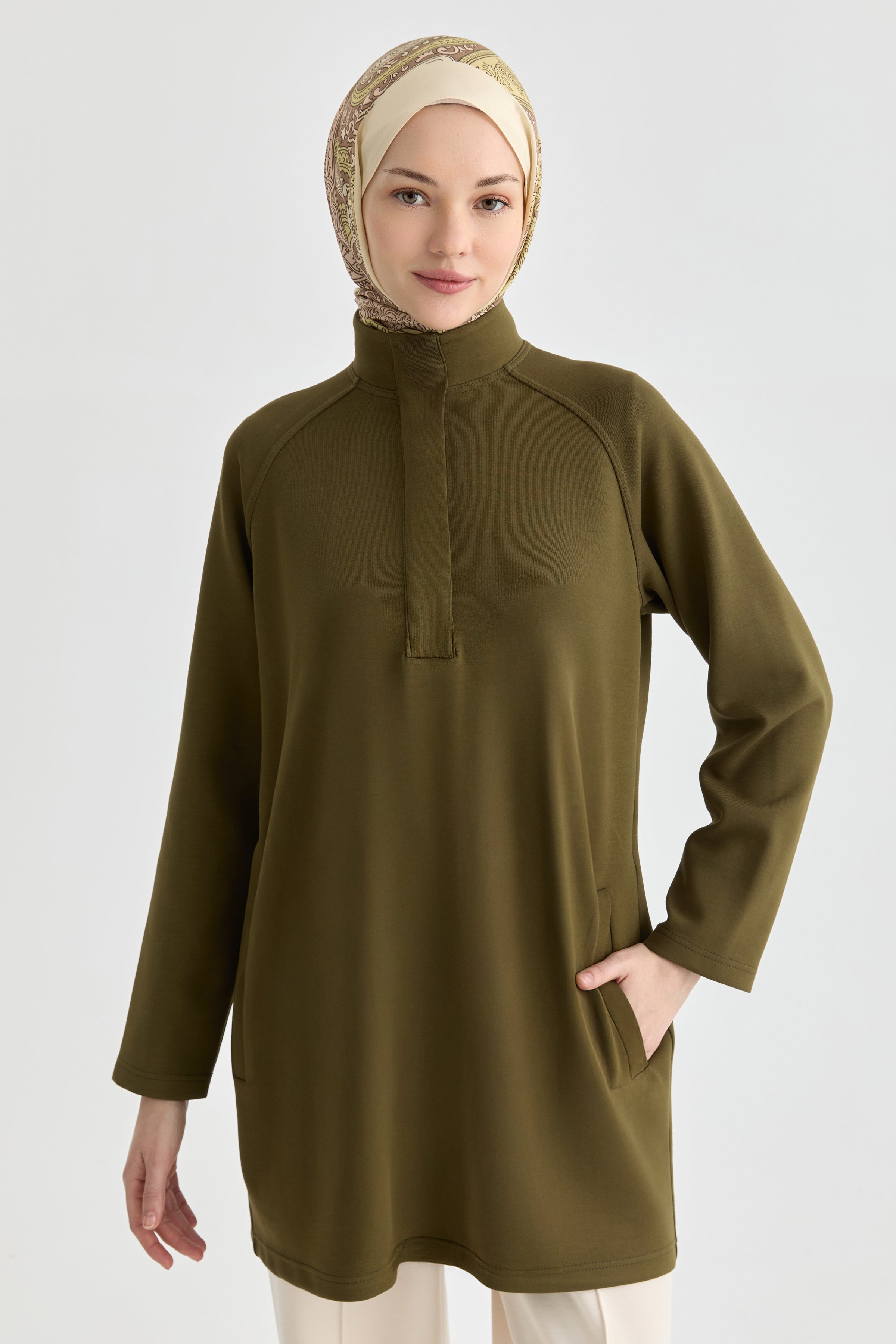 Örme Tunik - Haki TUGBA