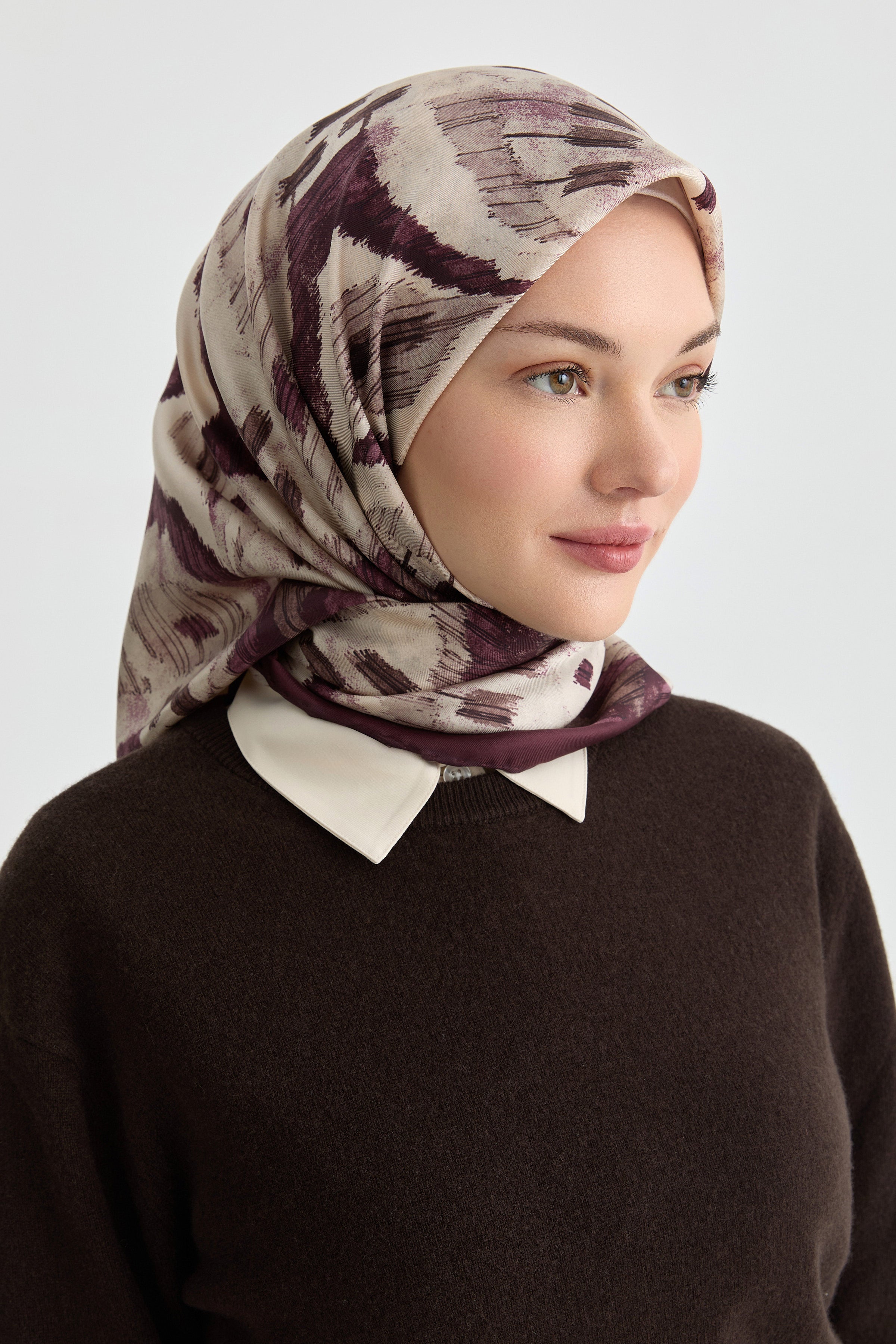 Didar Twill İpek Eşarp - Mürdüm TUGBA
