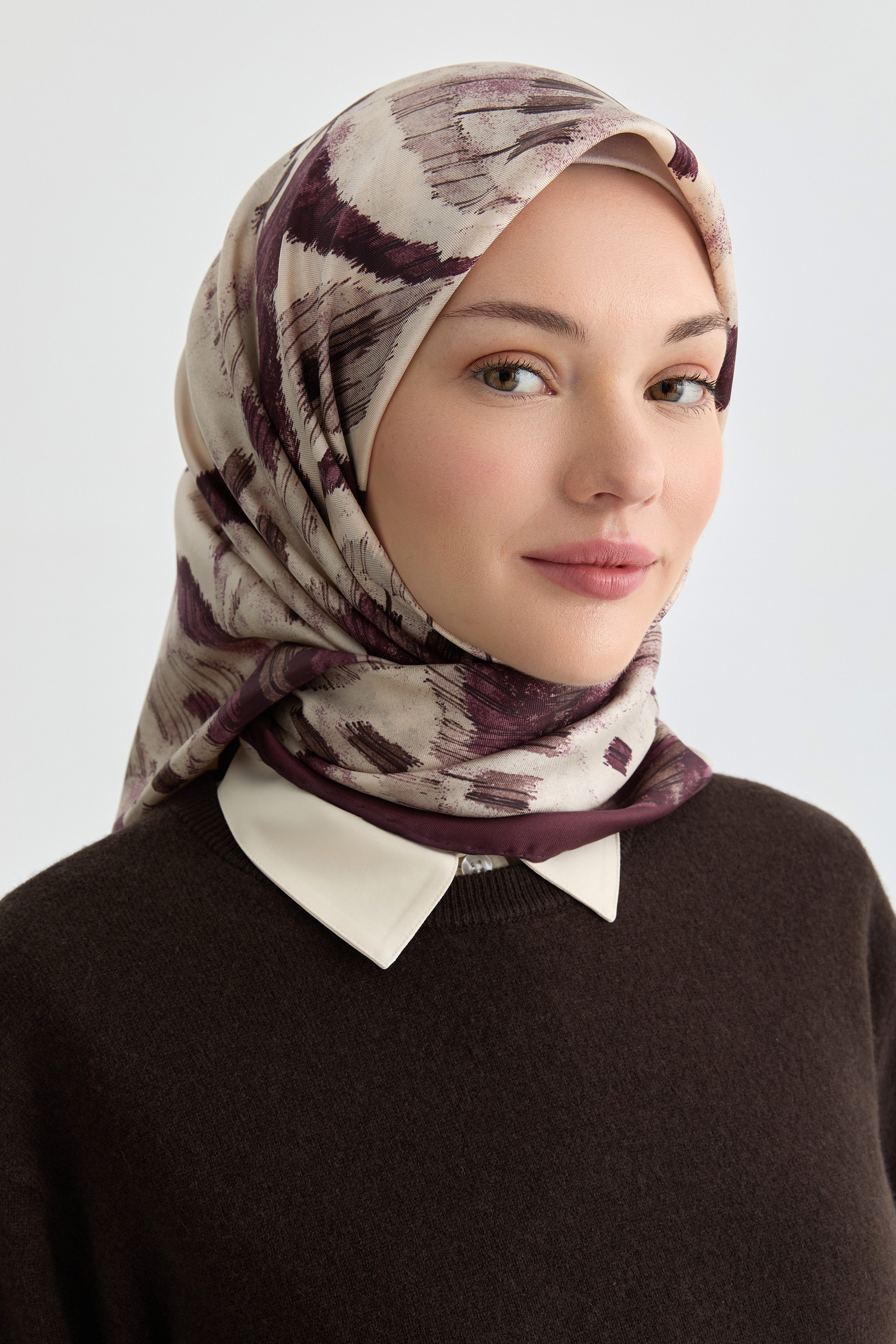 Didar Twill İpek Eşarp - Mürdüm TUGBA