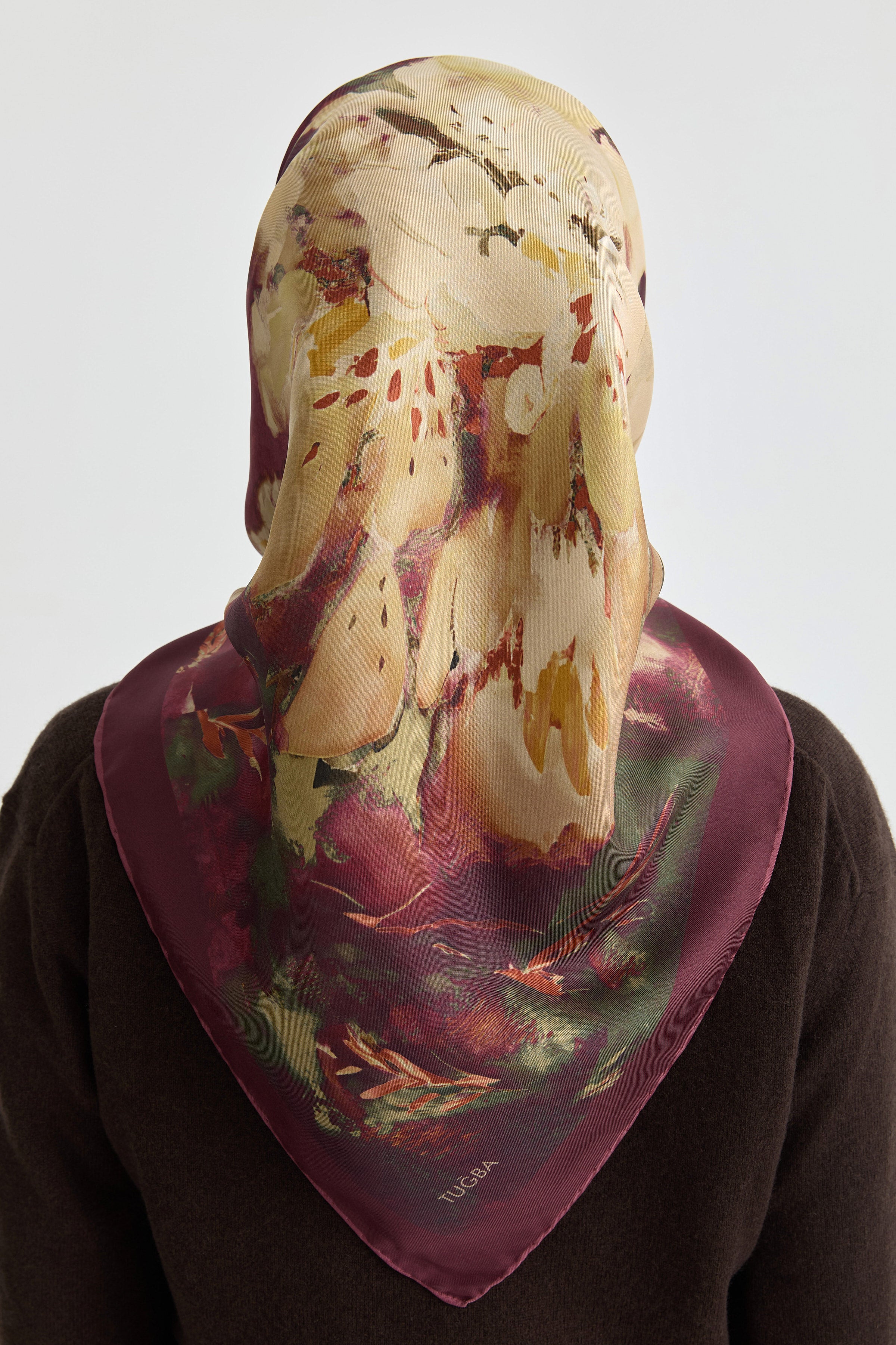 Fulya Twill İpek Eşarp - Bordo TUGBA