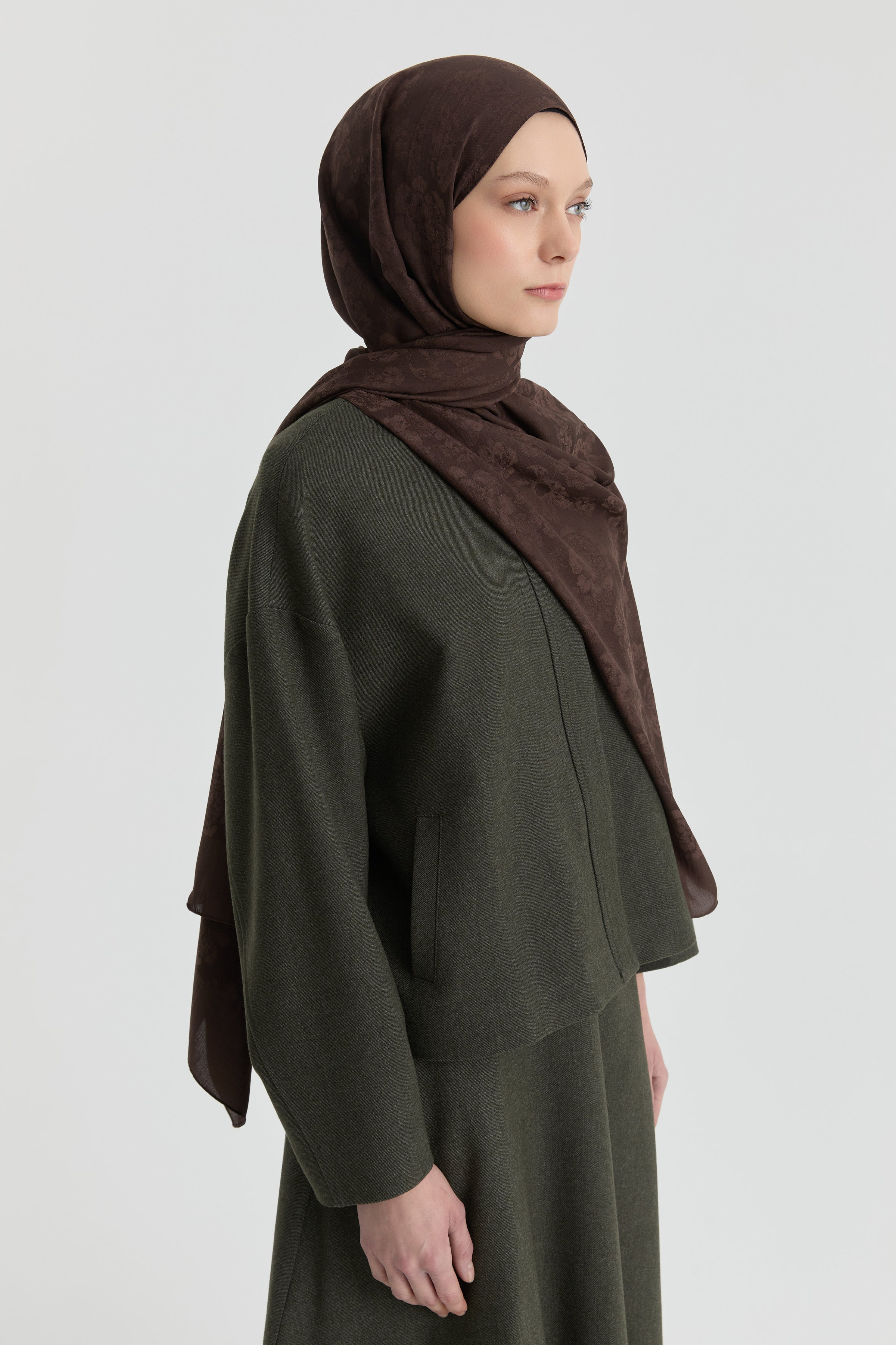 Roza Jakar Şal - Kahve TUGBA