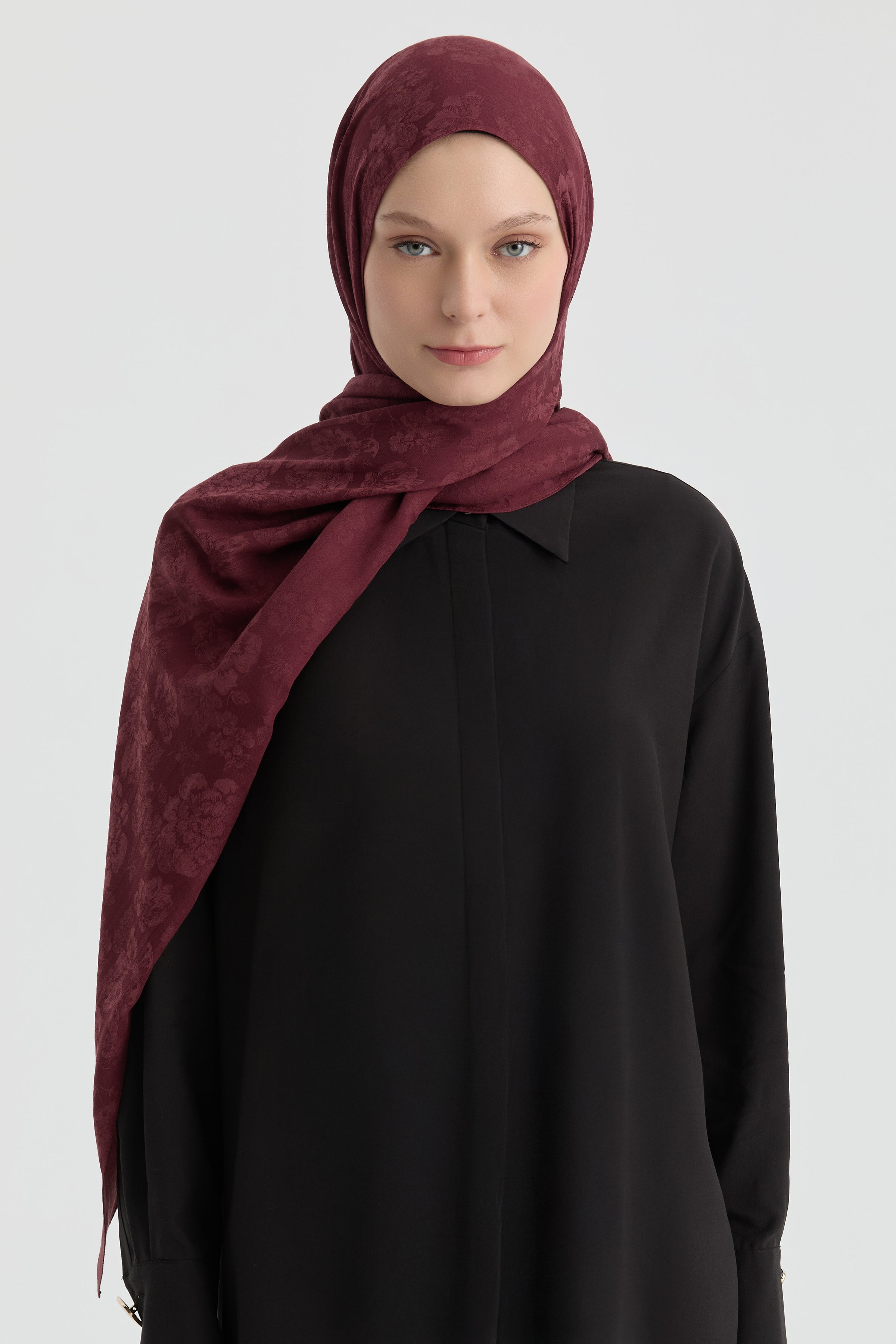 Roza Jakar Şal - Bordo TUGBA