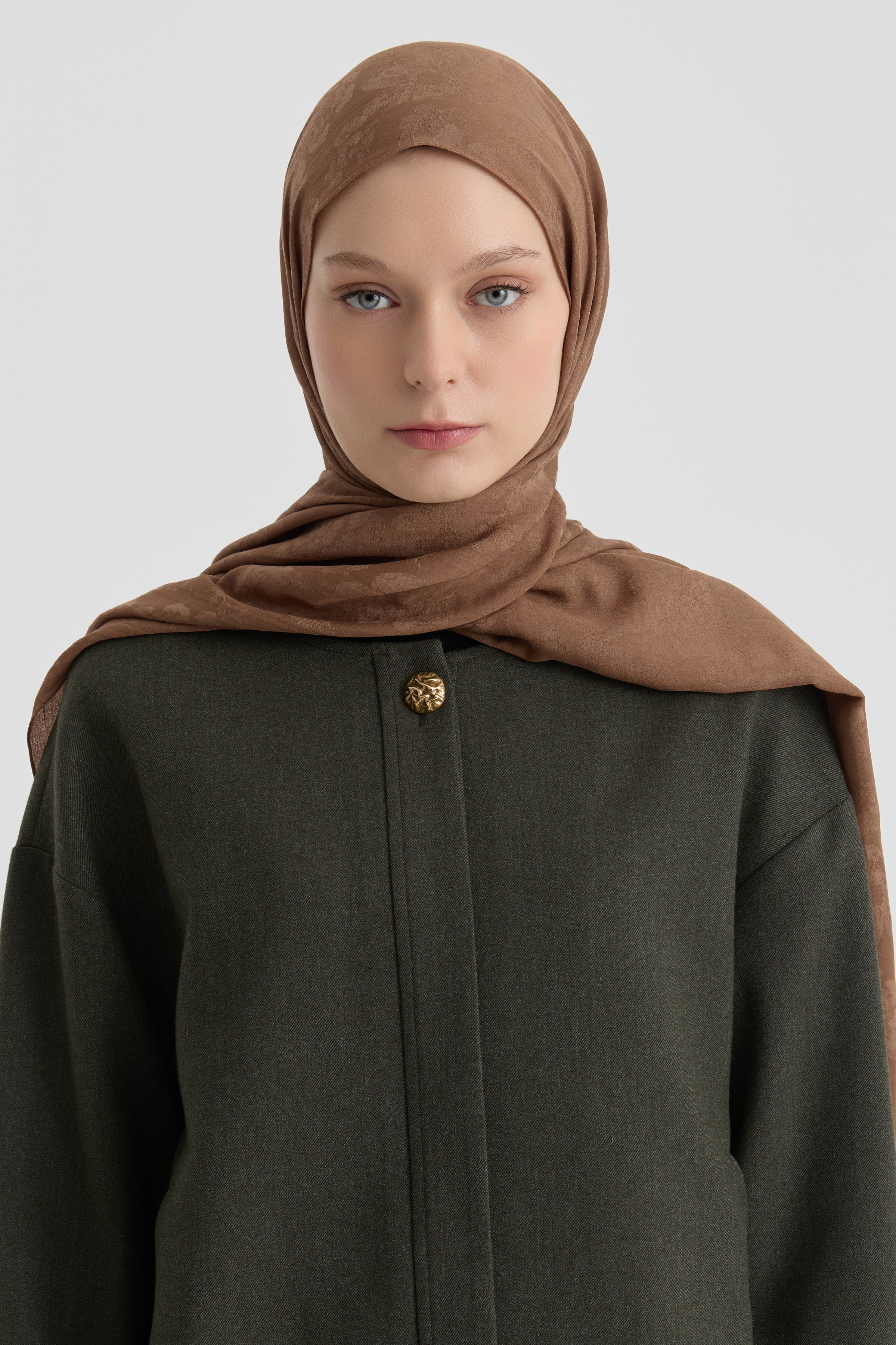 Roza Jakar Şal - Açık Kahve TUGBA