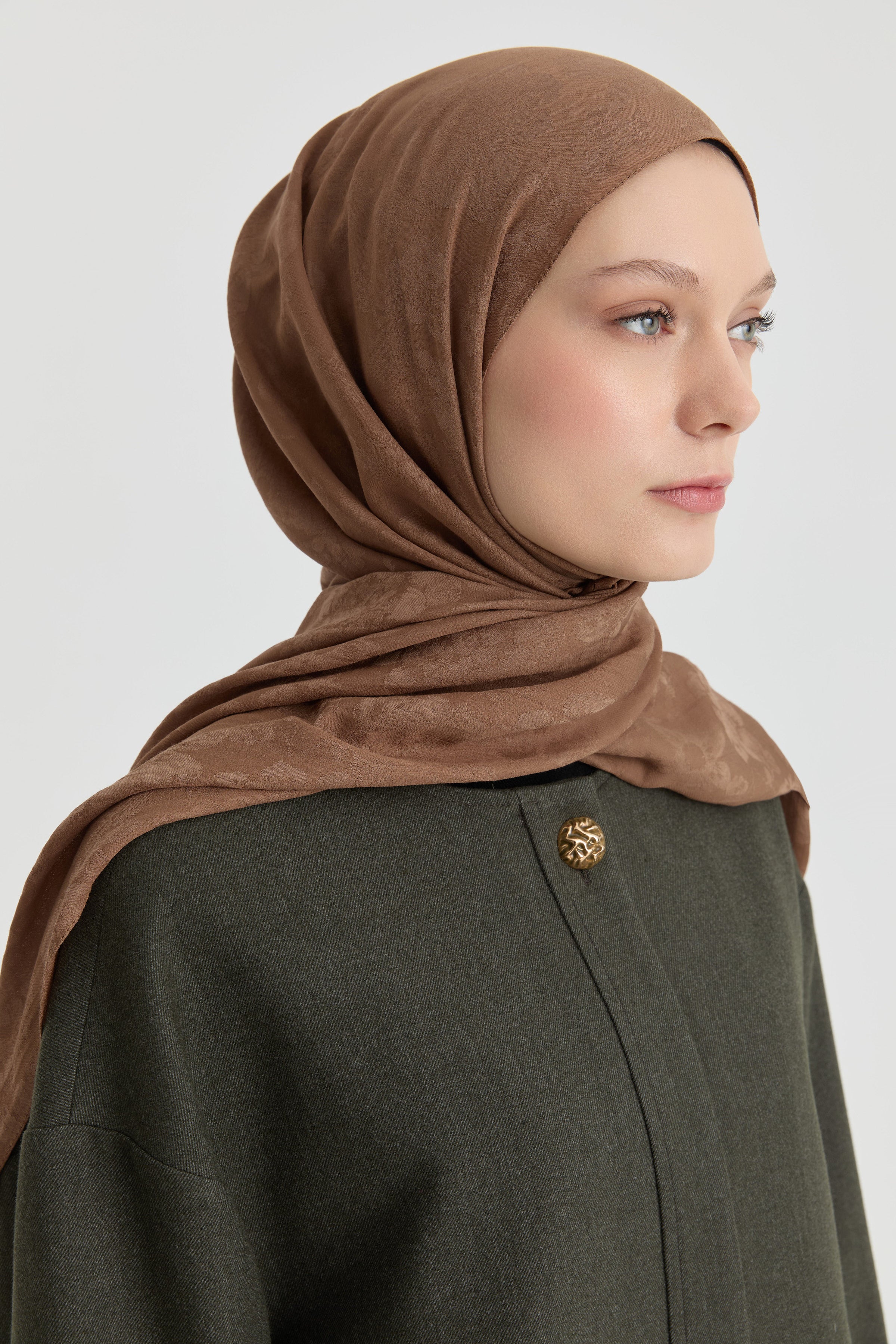 Roza Jakar Şal - Açık Kahve TUGBA