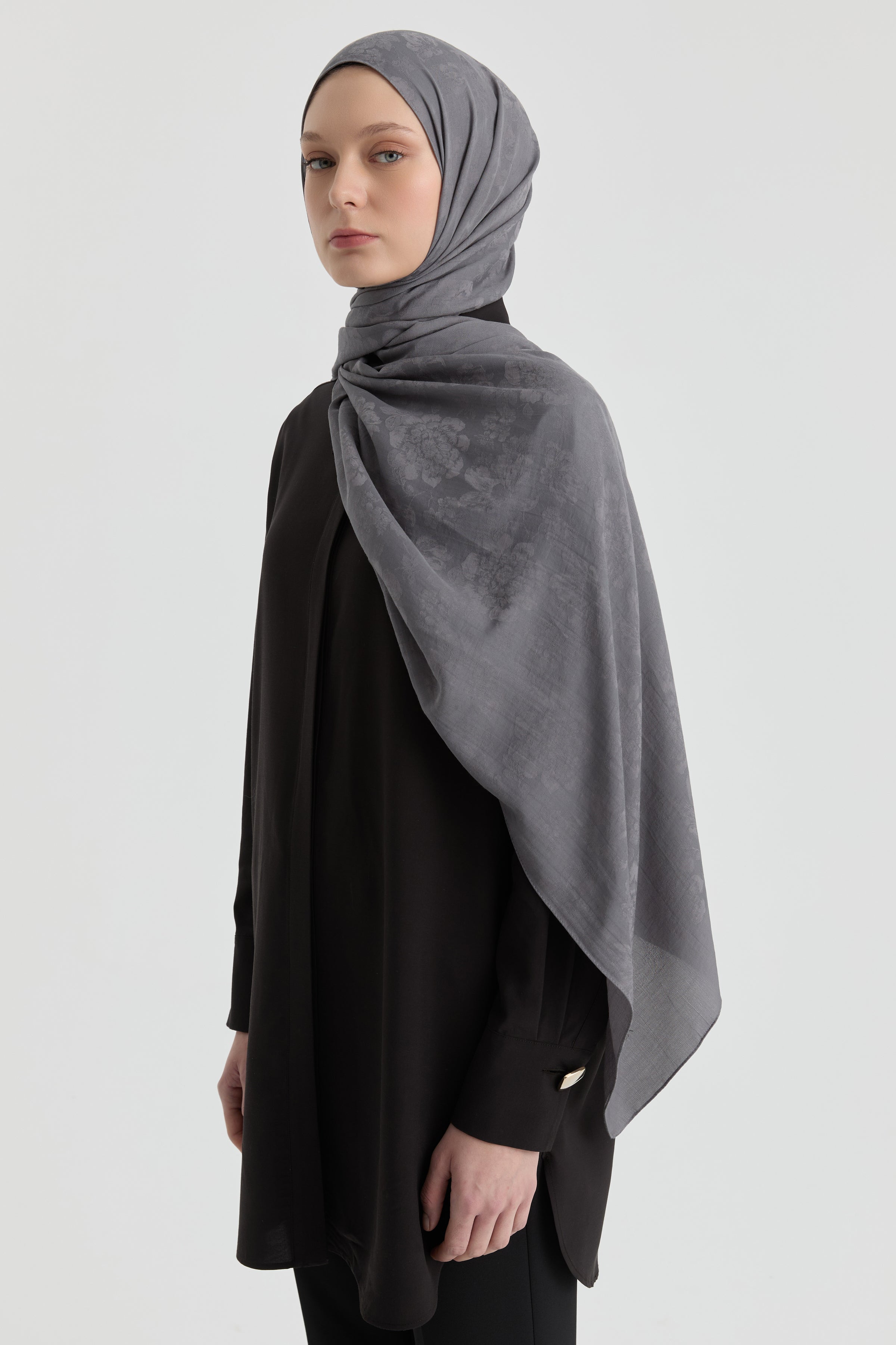 Roza Jakar Şal - Antrasit TUGBA