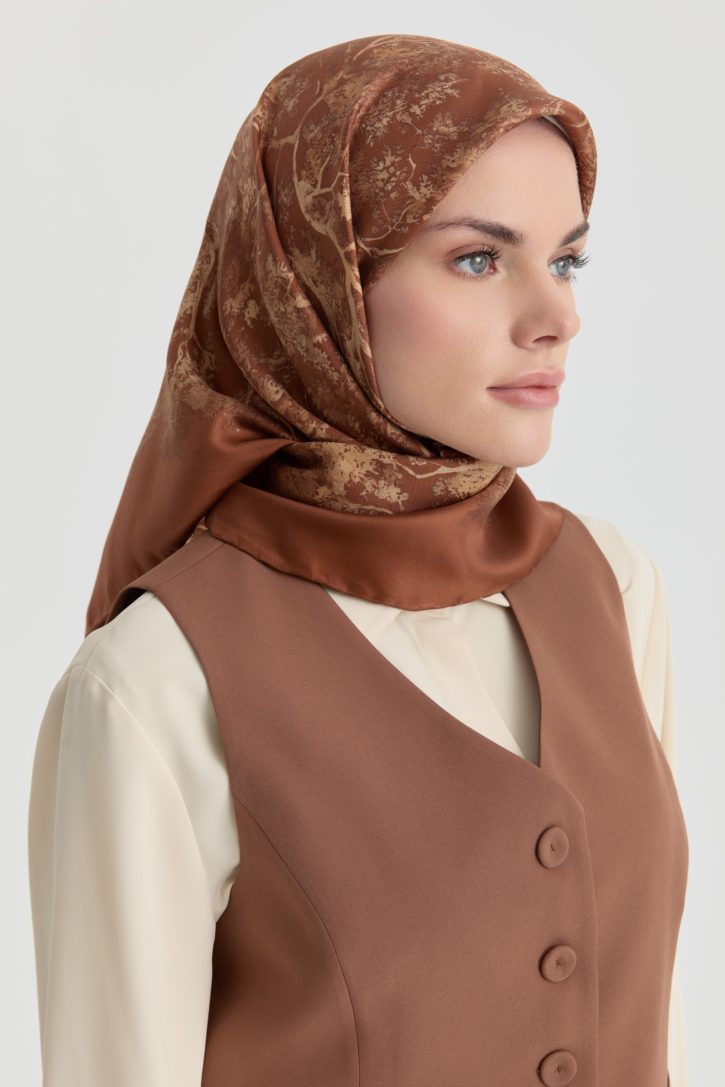 Belva Twill İpek Eşarp - Kiremit TUGBA