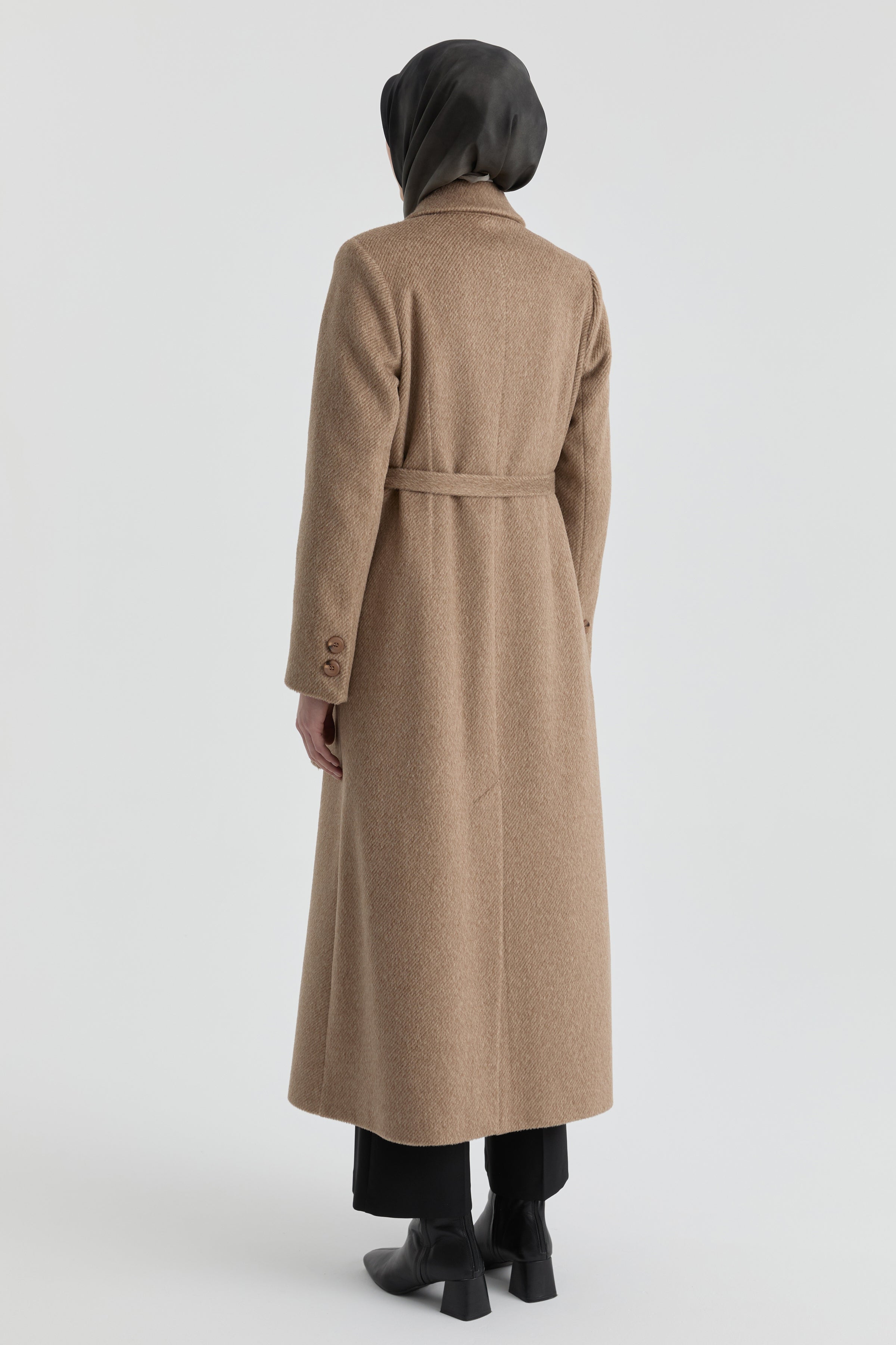 Kruvaze İnce Kuşaklı Kaban - Vizon TUGBA