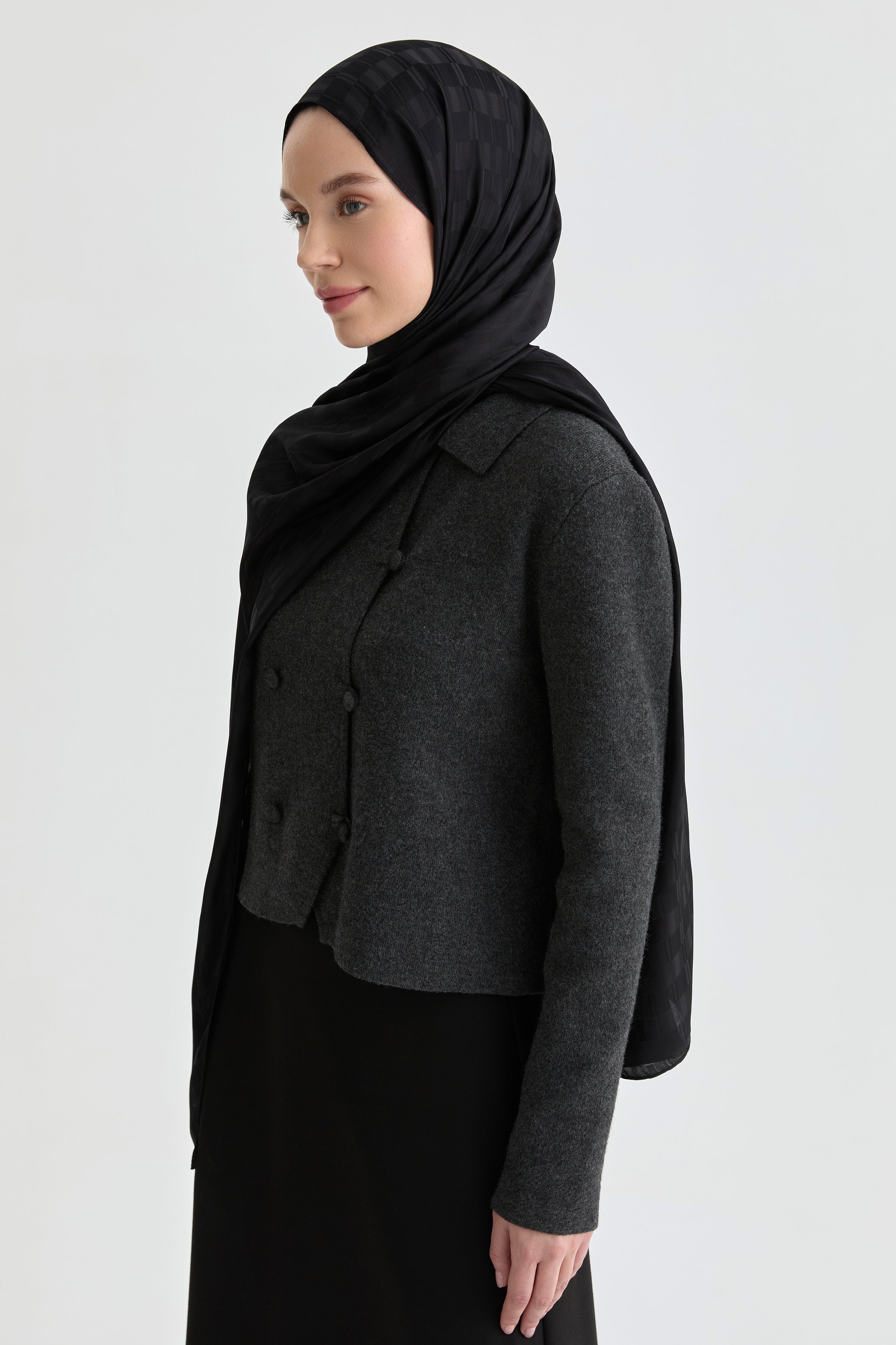 Erna Jakar Natural Şal - Siyah TUGBA