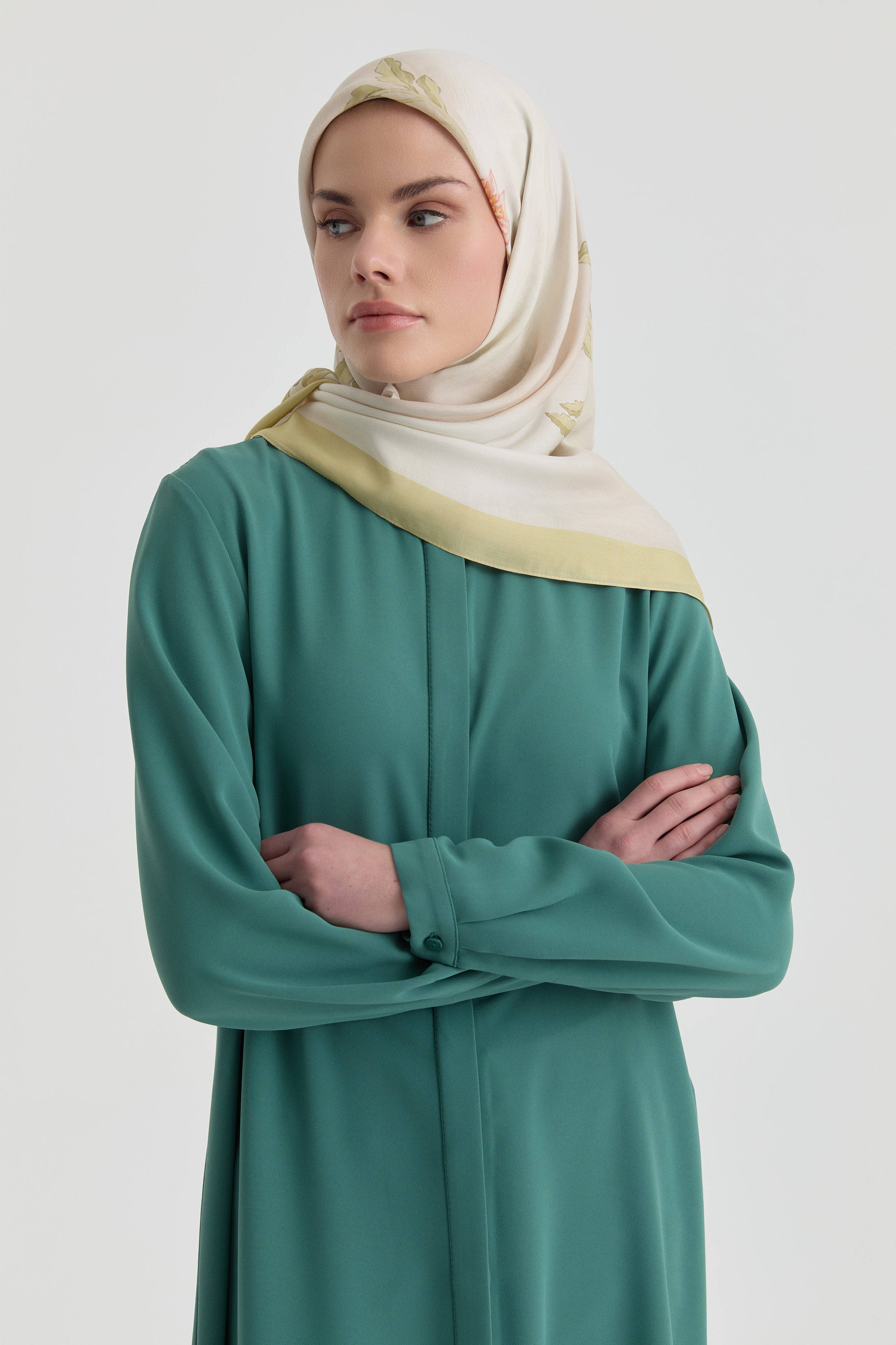 Hakim Yaka Gizli Patlı Tunik - Mint TUGBA