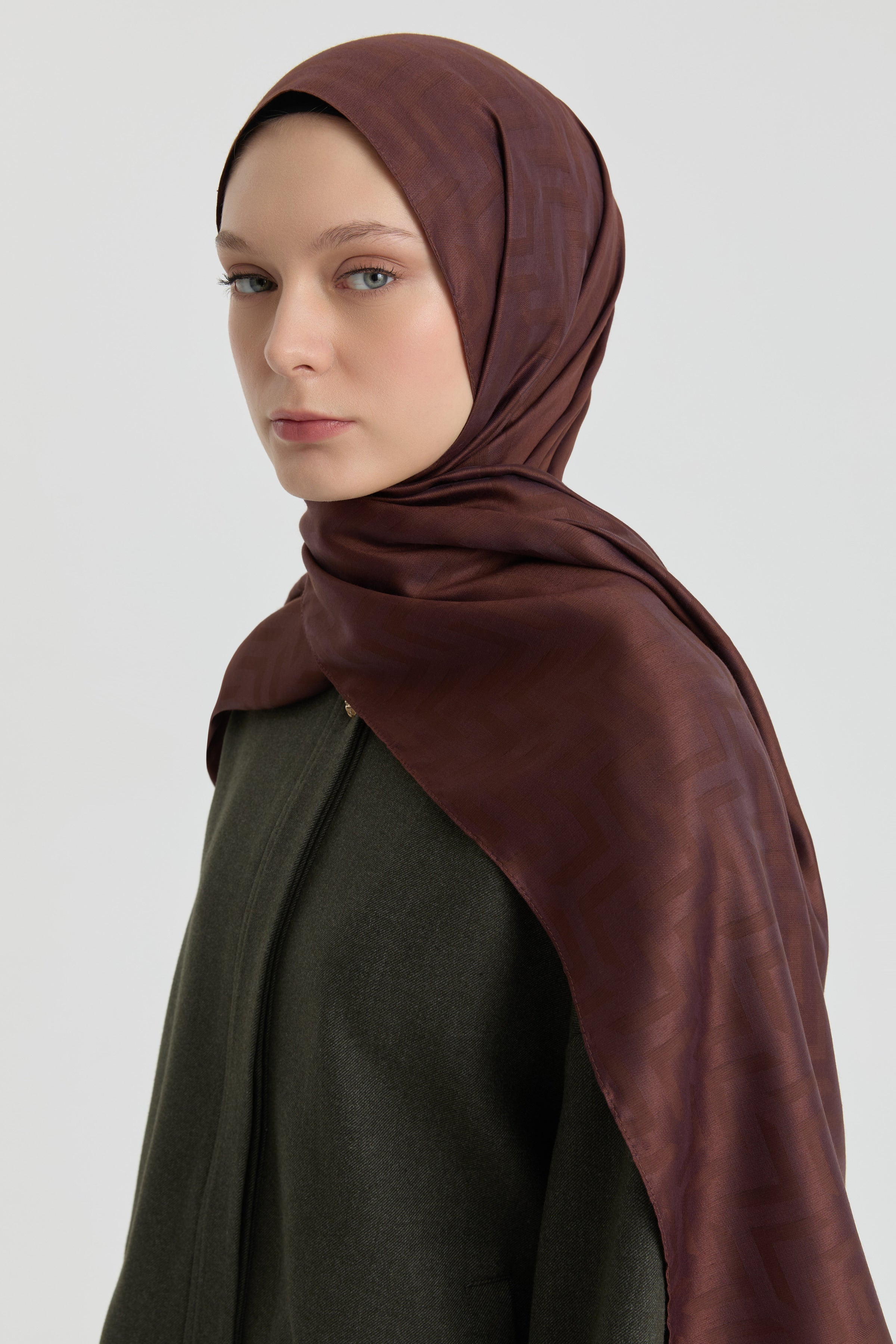 Deren Jakar Natural Şal - Kahve TUGBA