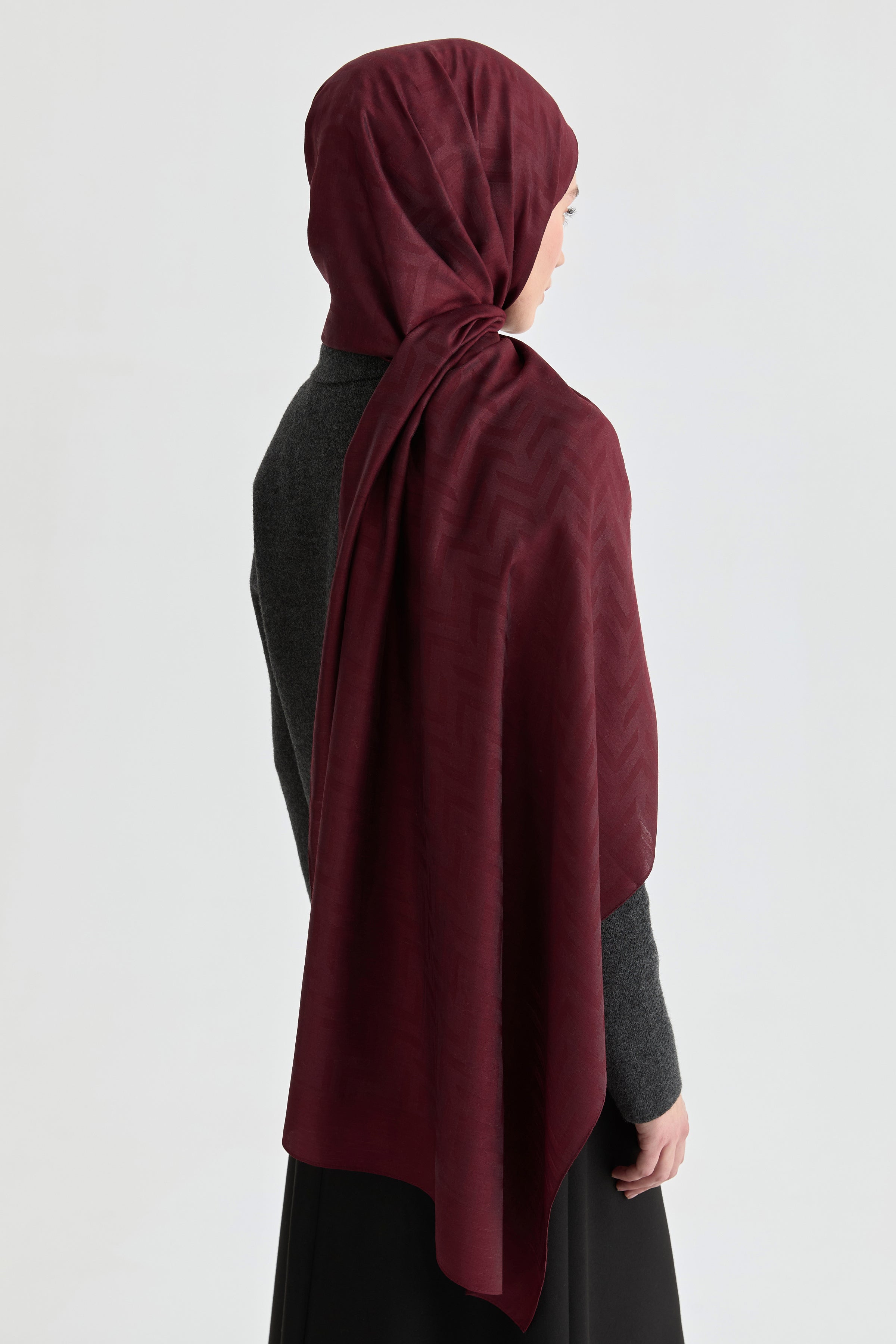 Deren Jakar Natural Şal - Bordo TUGBA