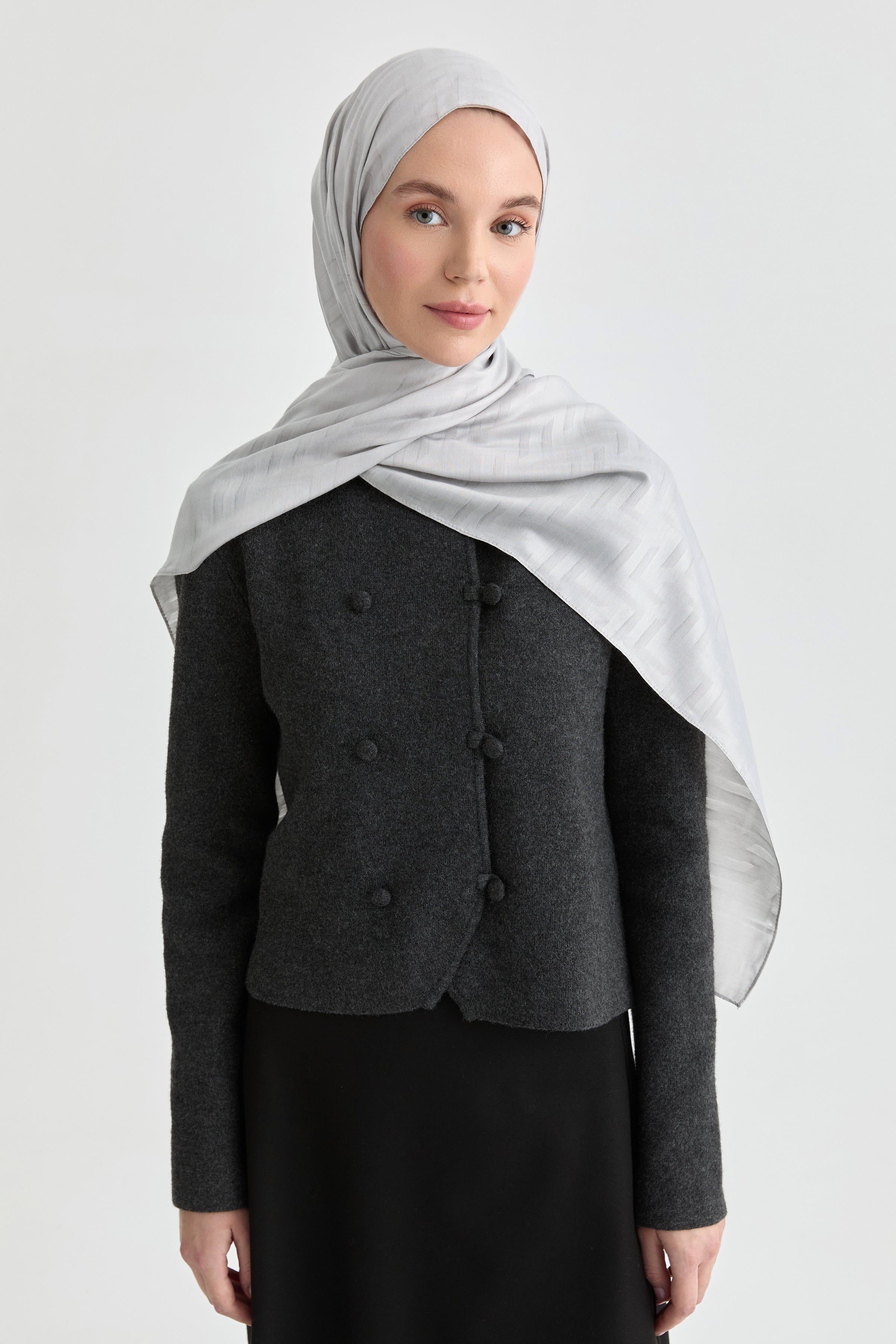 Deren Jakar Natural Şal - Gümüş TUGBA