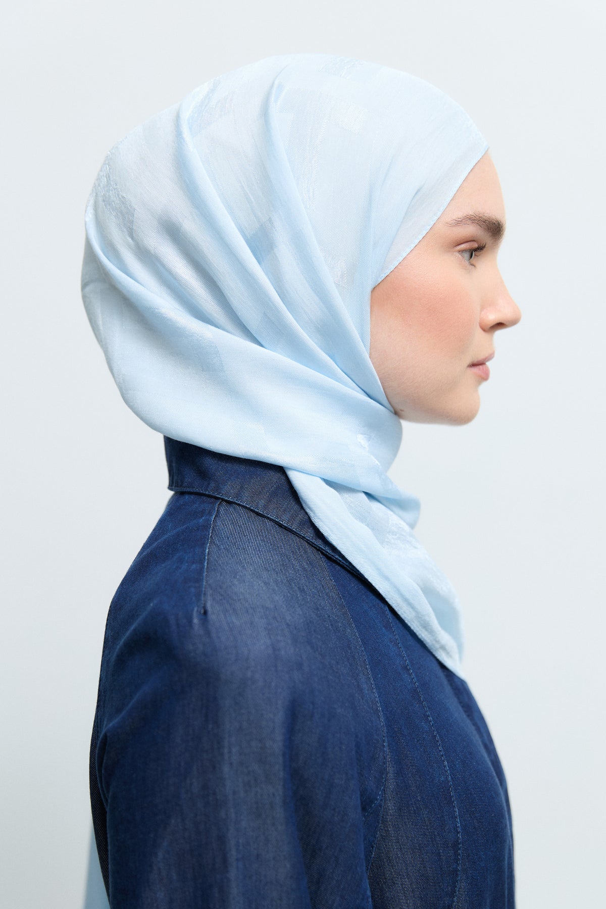 Monogram Lyocell Karışım Jakarlı Natural Şal - Buz TUĞBA