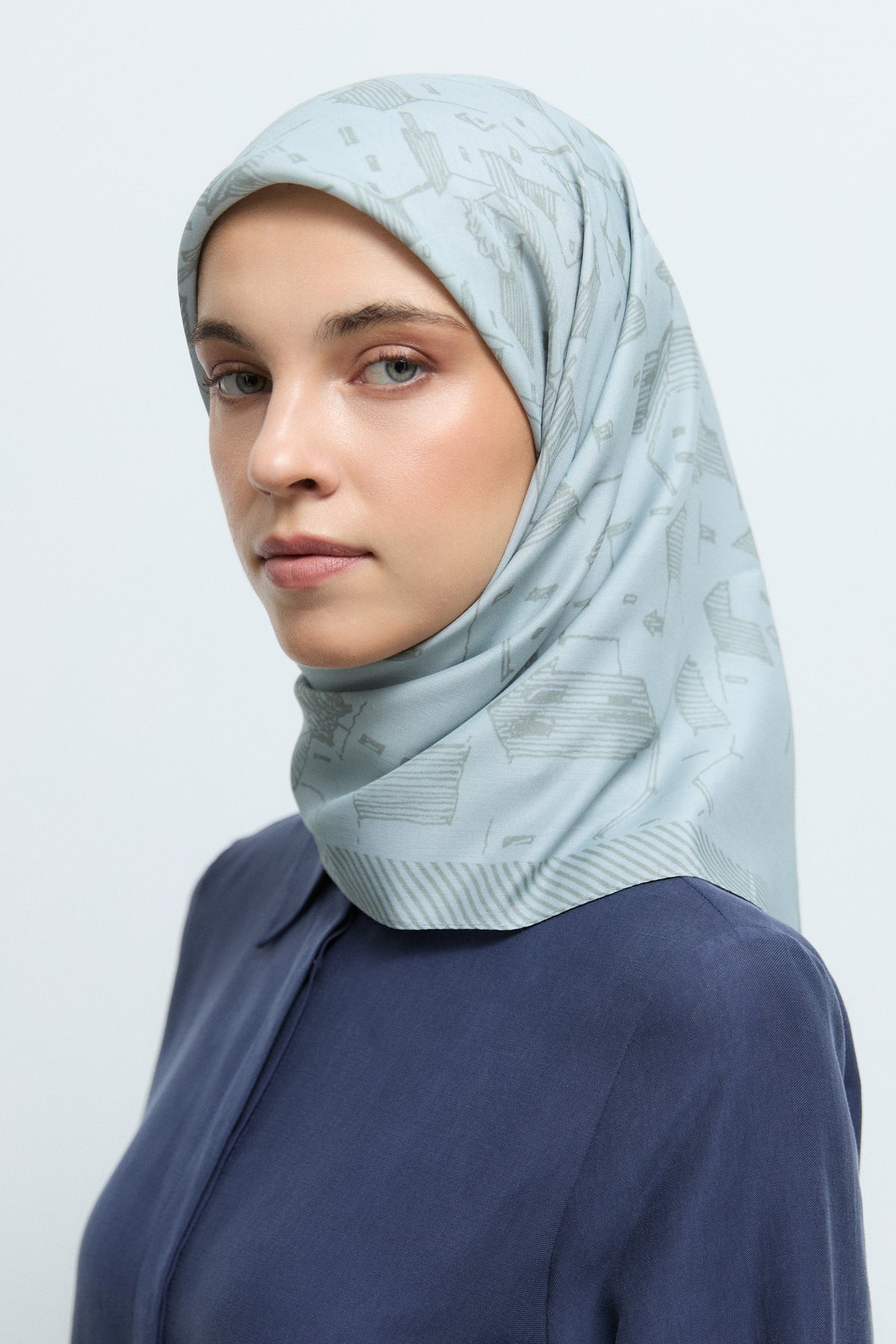 Marida Viskon Karışım Natural Eşarp - Gri TUĞBA