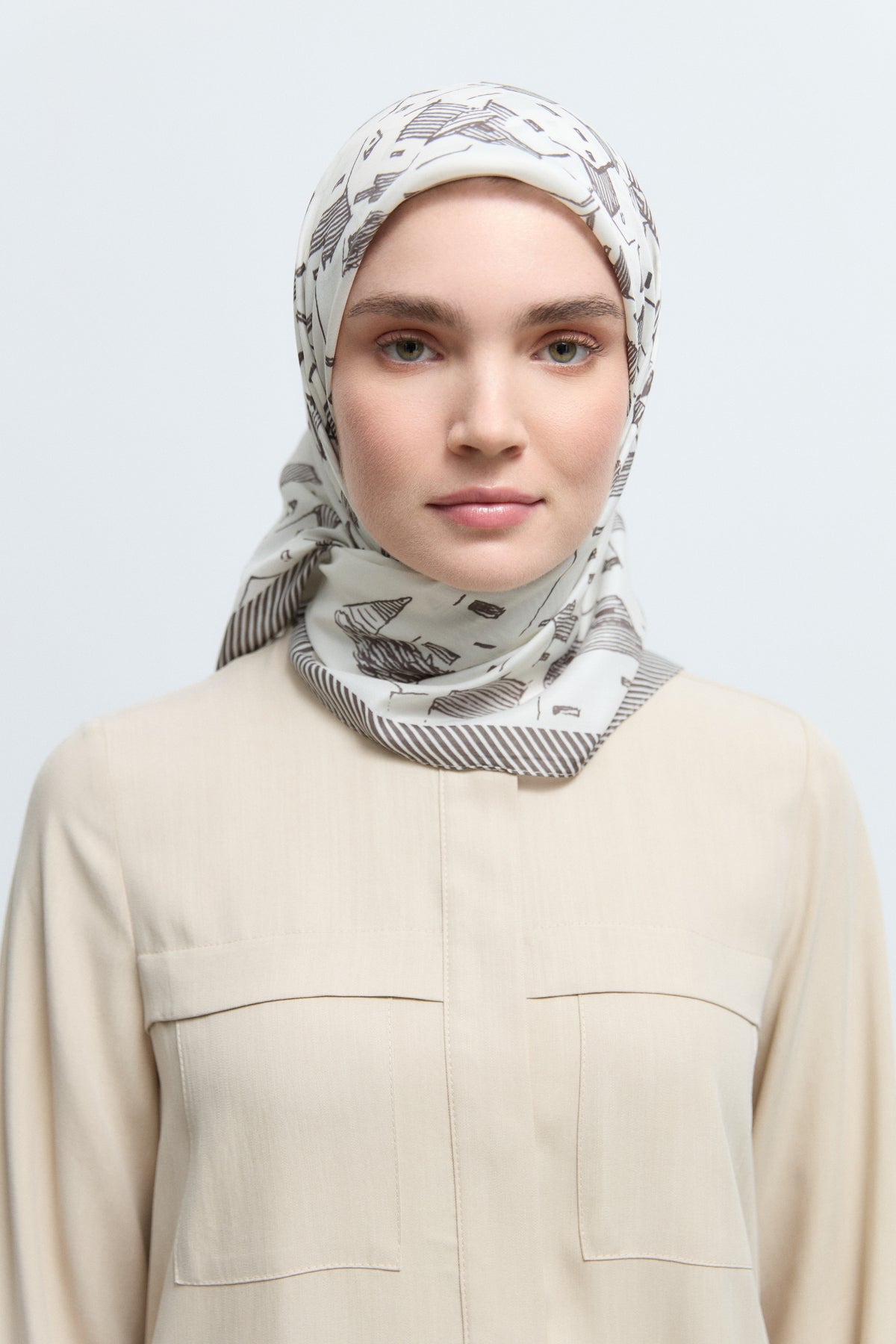 Marida Viskon Karışım Natural Eşarp - Ekru TUĞBA