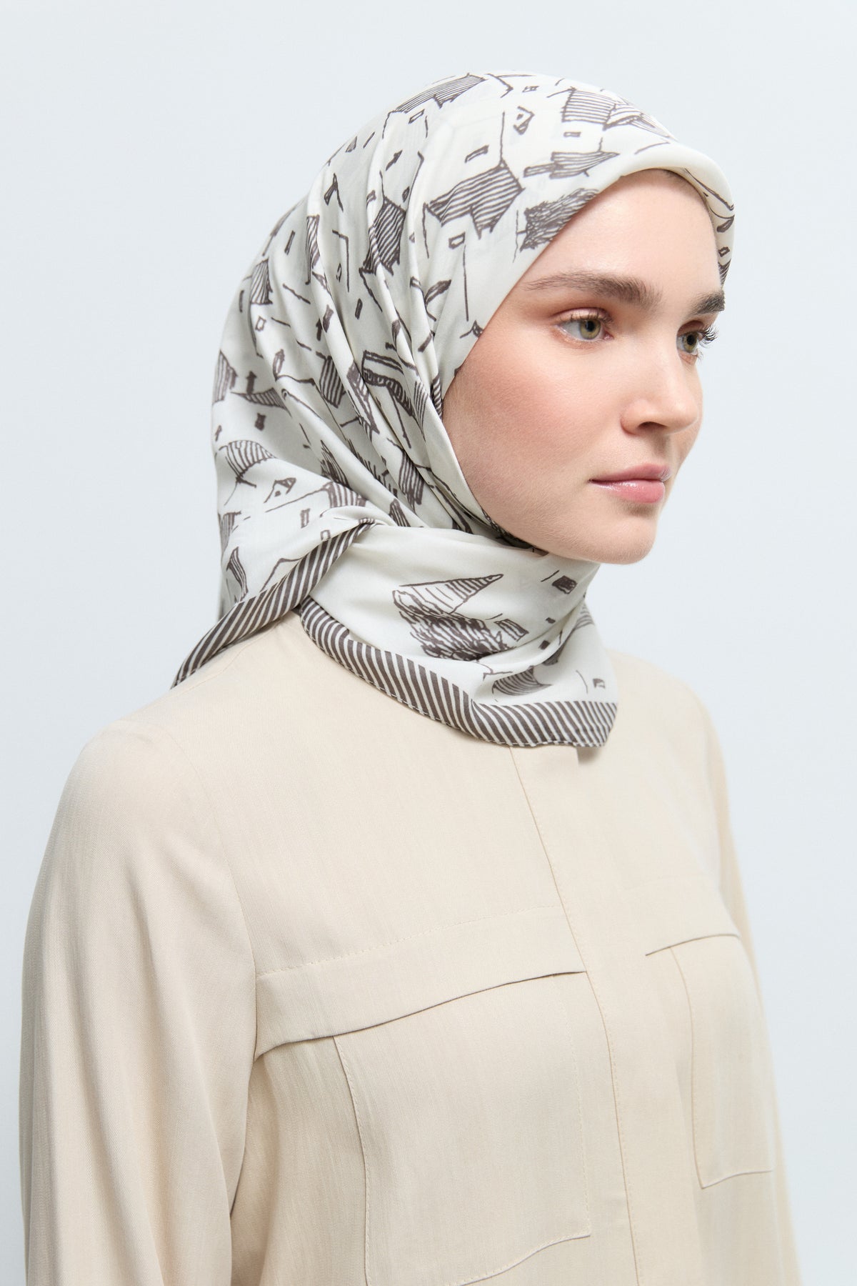 Marida Viskon Karışım Natural Eşarp - Ekru TUĞBA