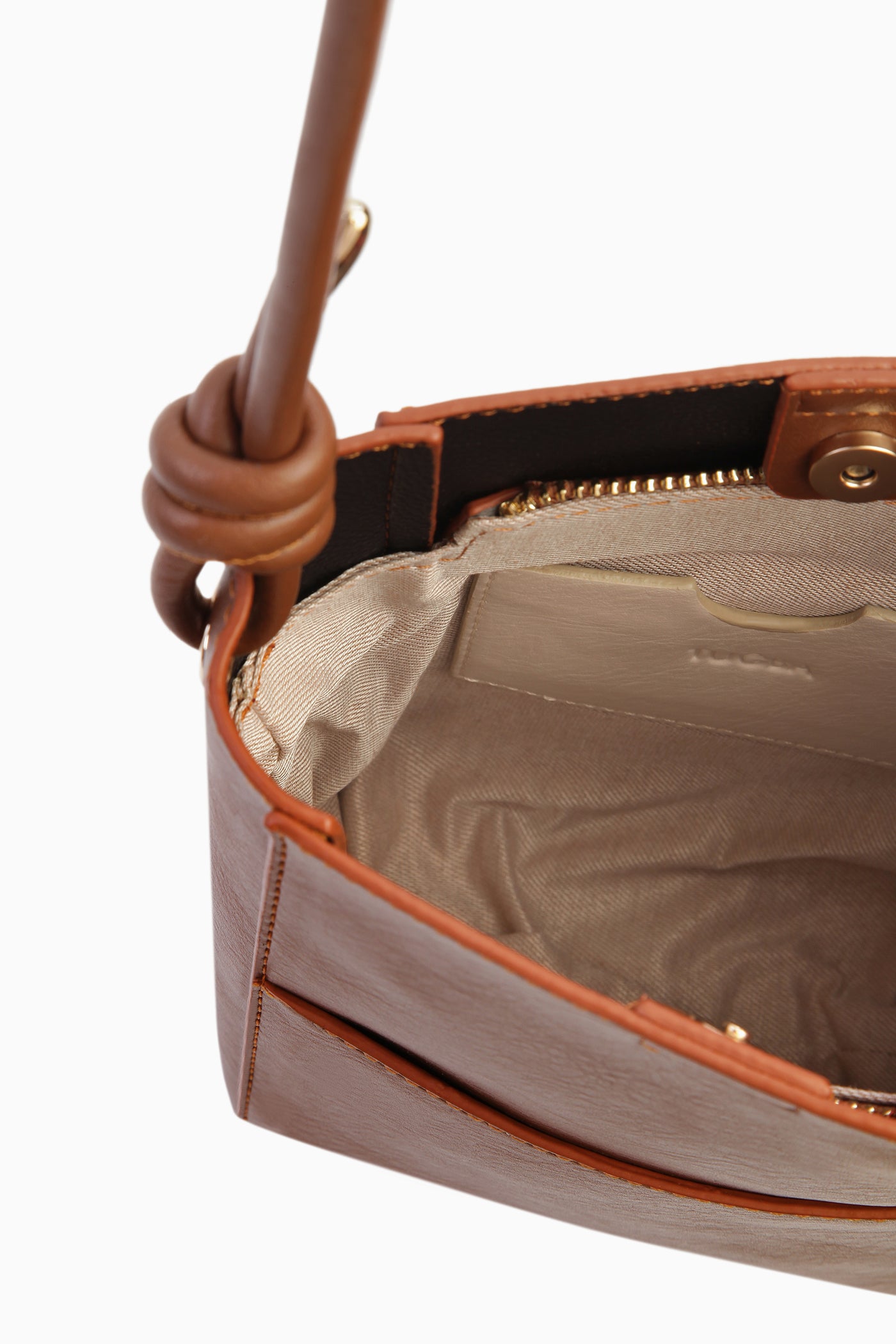 İnce Askılı Ortası Dikişli Çanta - Kahve TUGBA
