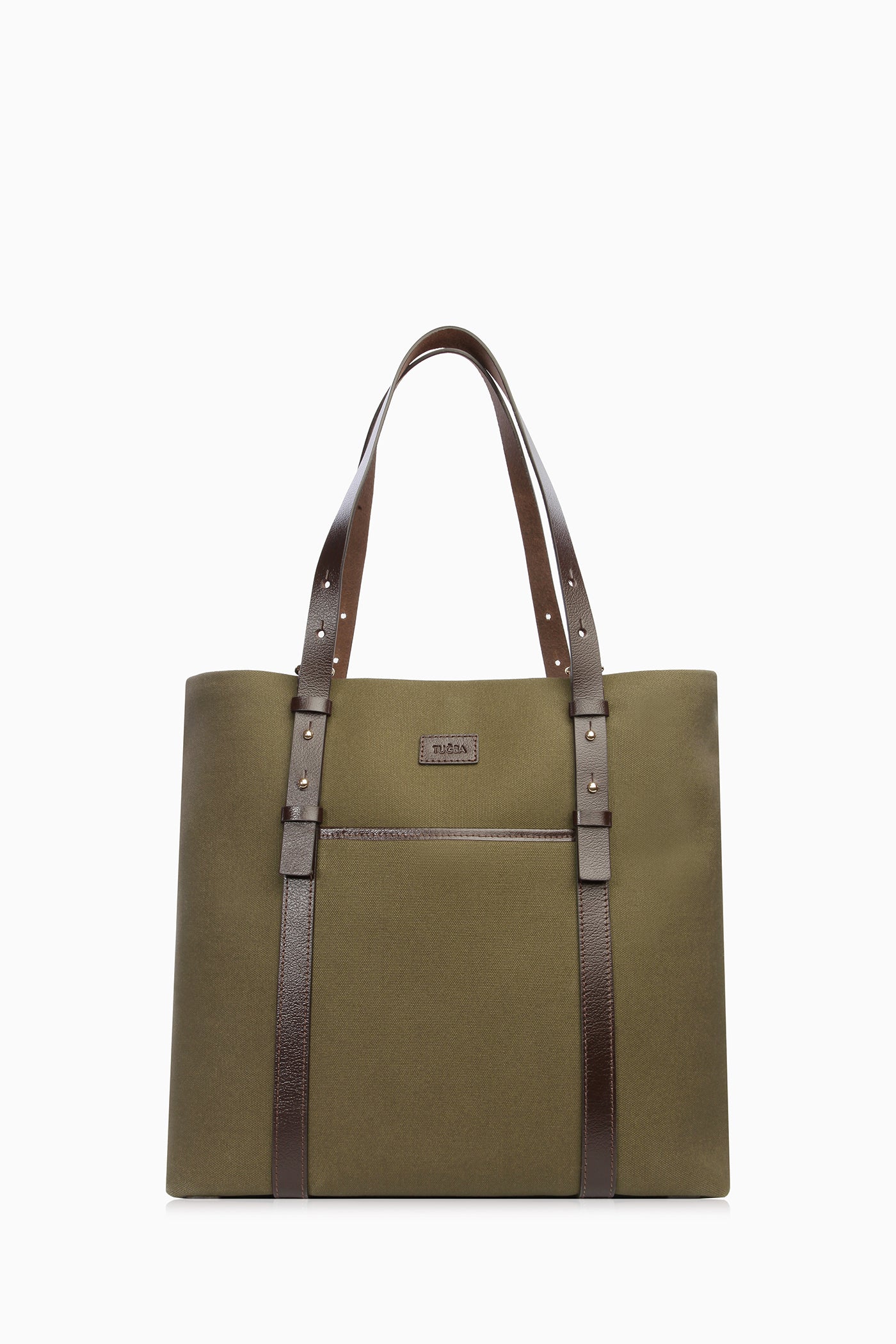 Deri Kemerli Kanvas Çanta - Yeşil TUGBA