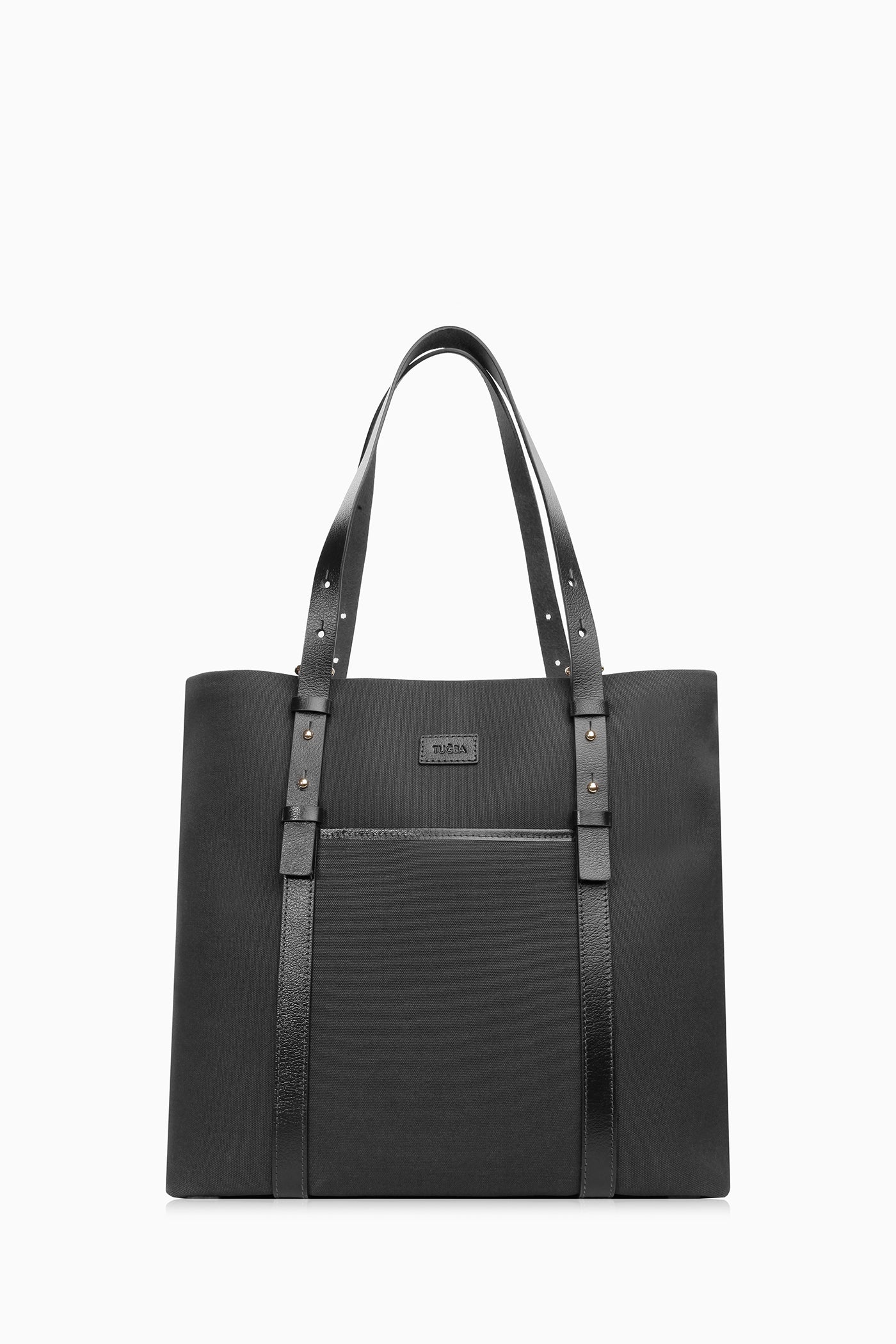 Deri Kemerli Kanvas Çanta - Siyah TUGBA