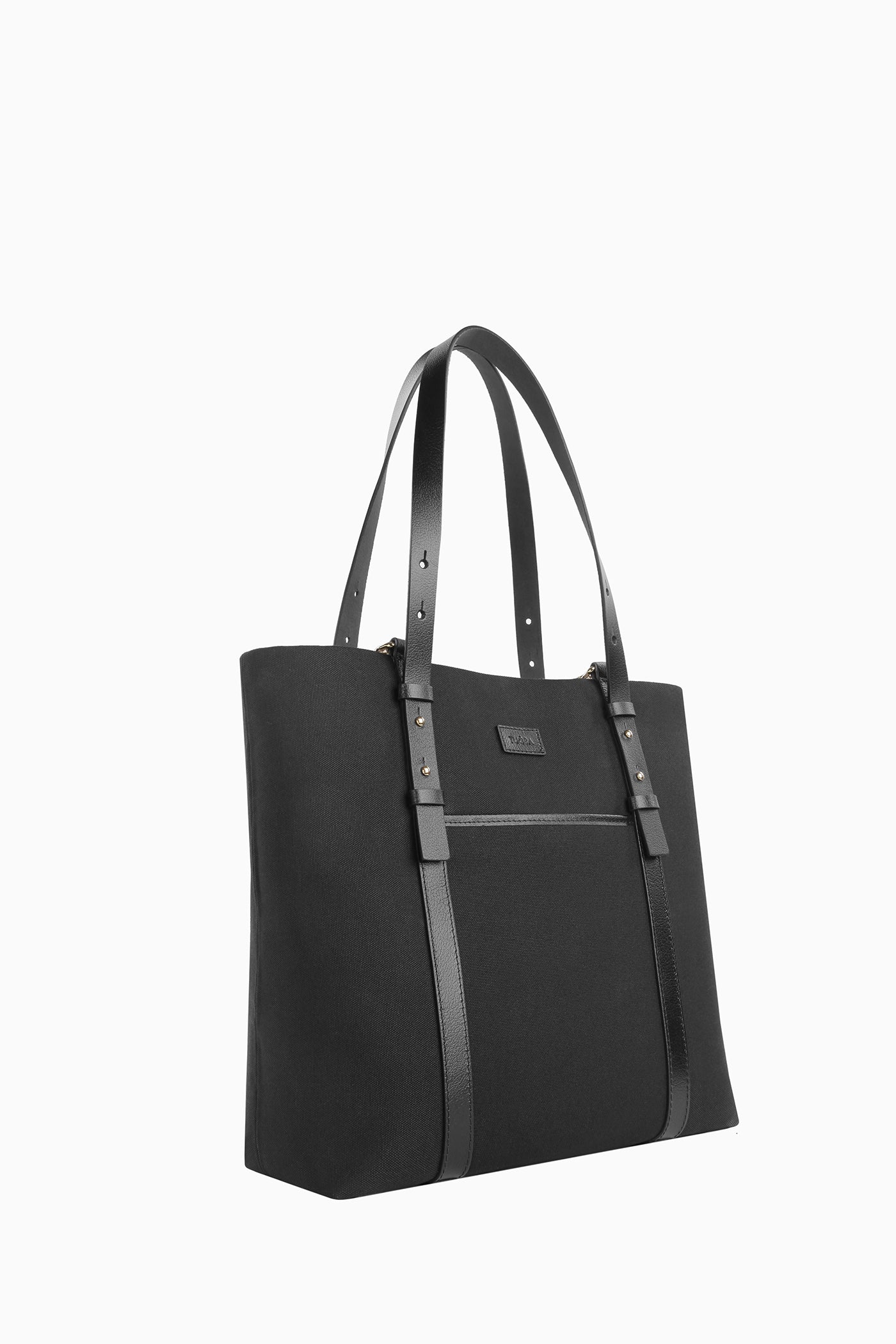 Deri Kemerli Kanvas Çanta - Siyah TUGBA