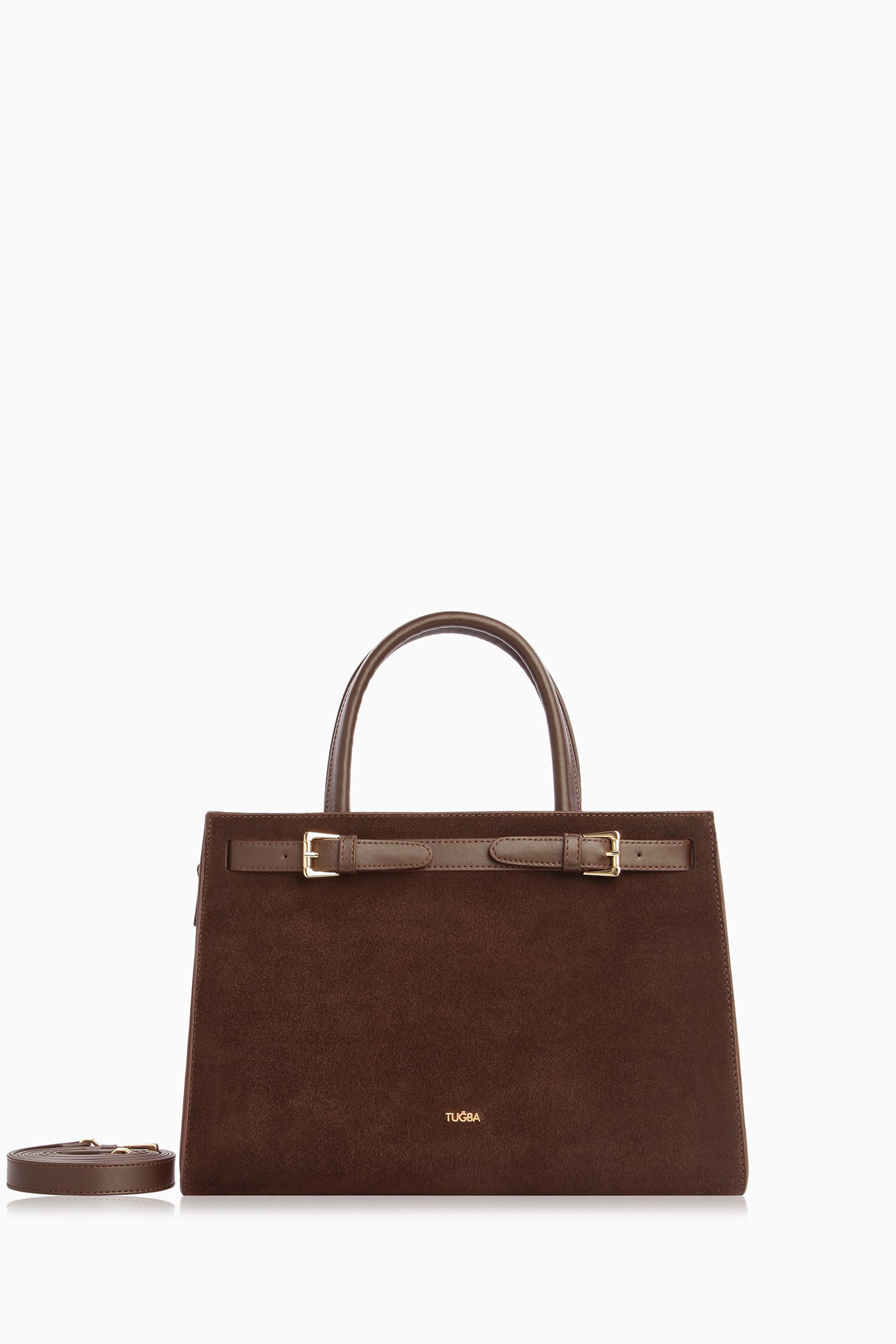 Kemer Detaylı Süet Çanta - Kahve TUGBA