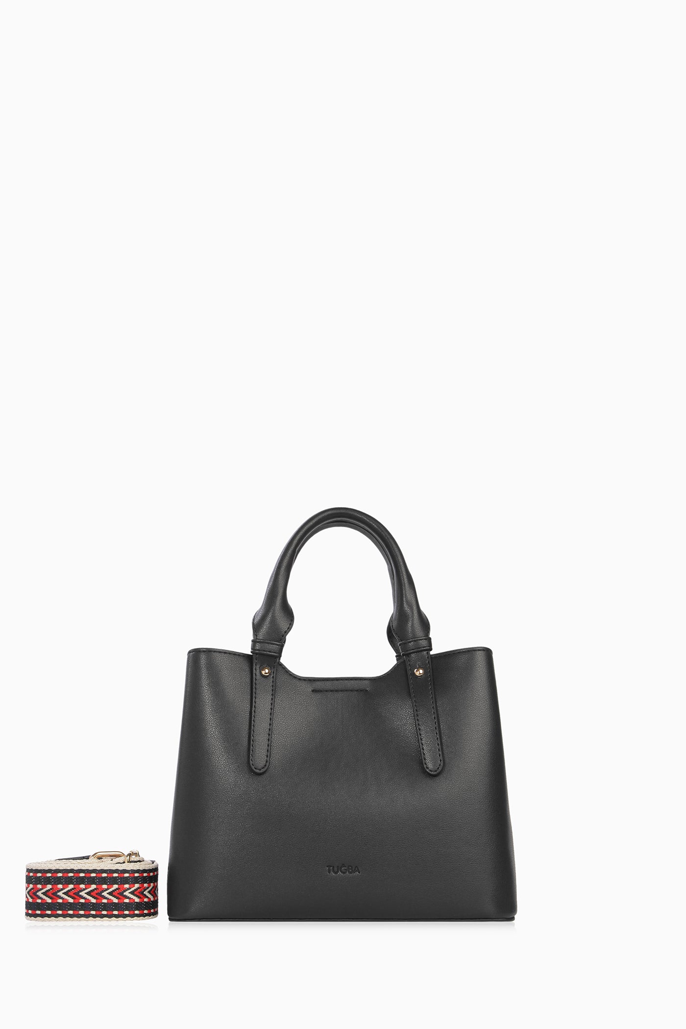 Askısı Desenli Kol Çantası - Siyah TUGBA