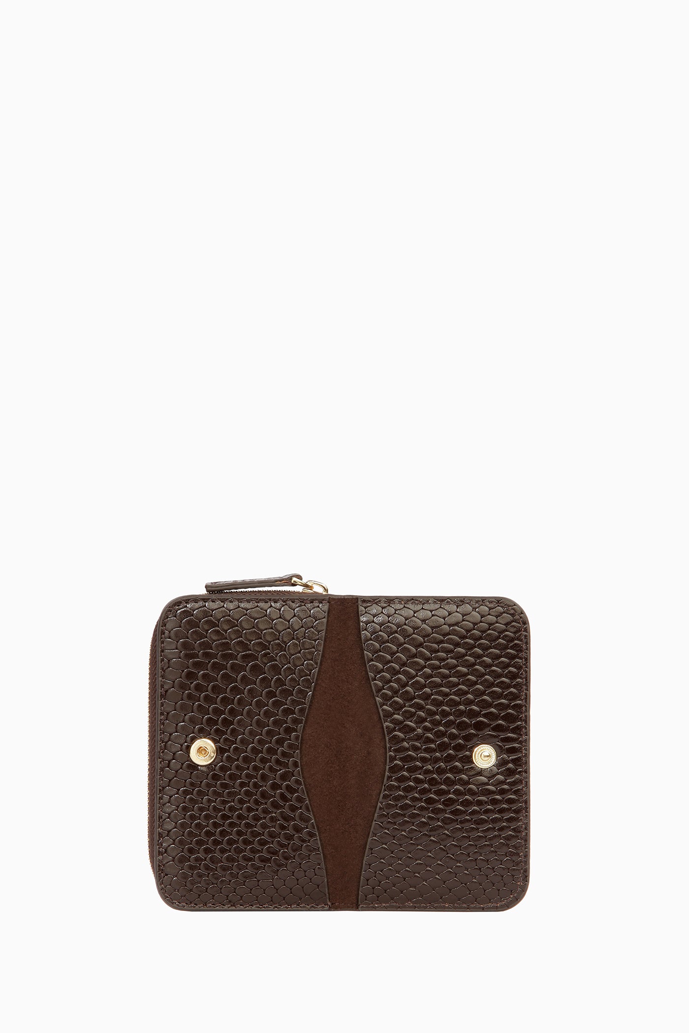 Çıtçıtlı Mini Deri Cüzdan - Acı Kahve TUGBA