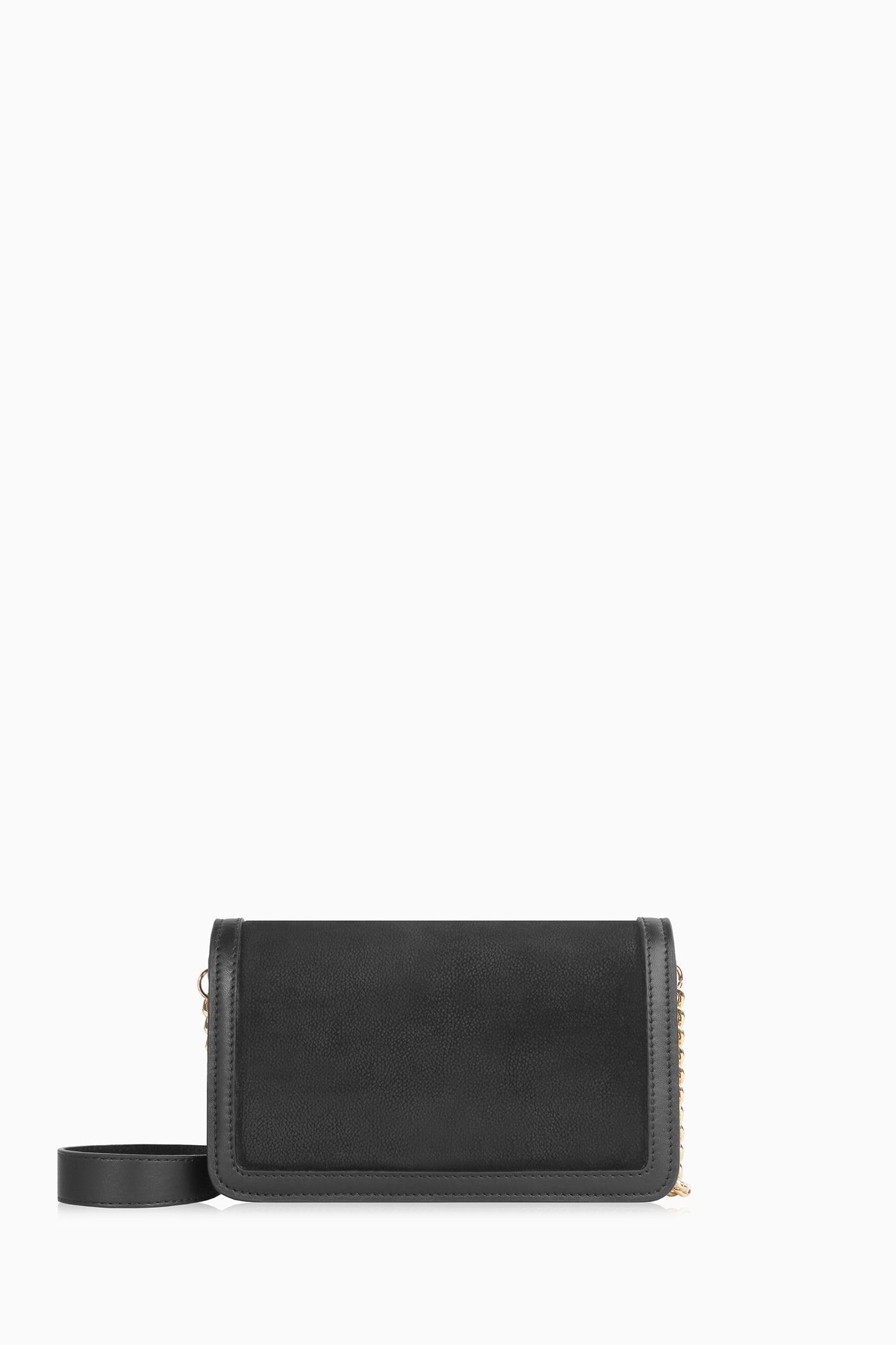 Deri Flap Süet Çanta - Siyah TUGBA