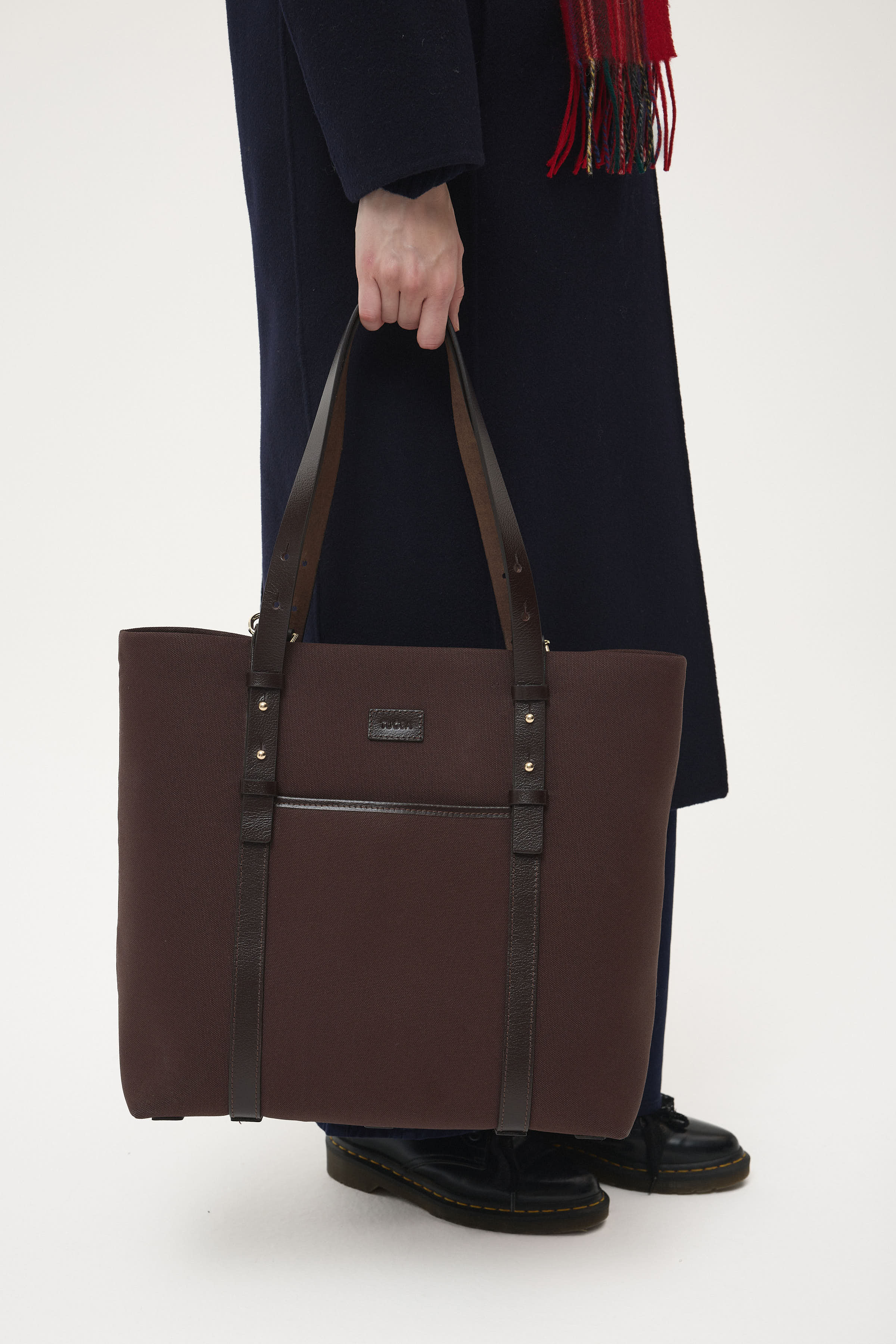 Deri Kemerli Kanvas Çanta - Kahve TUGBA