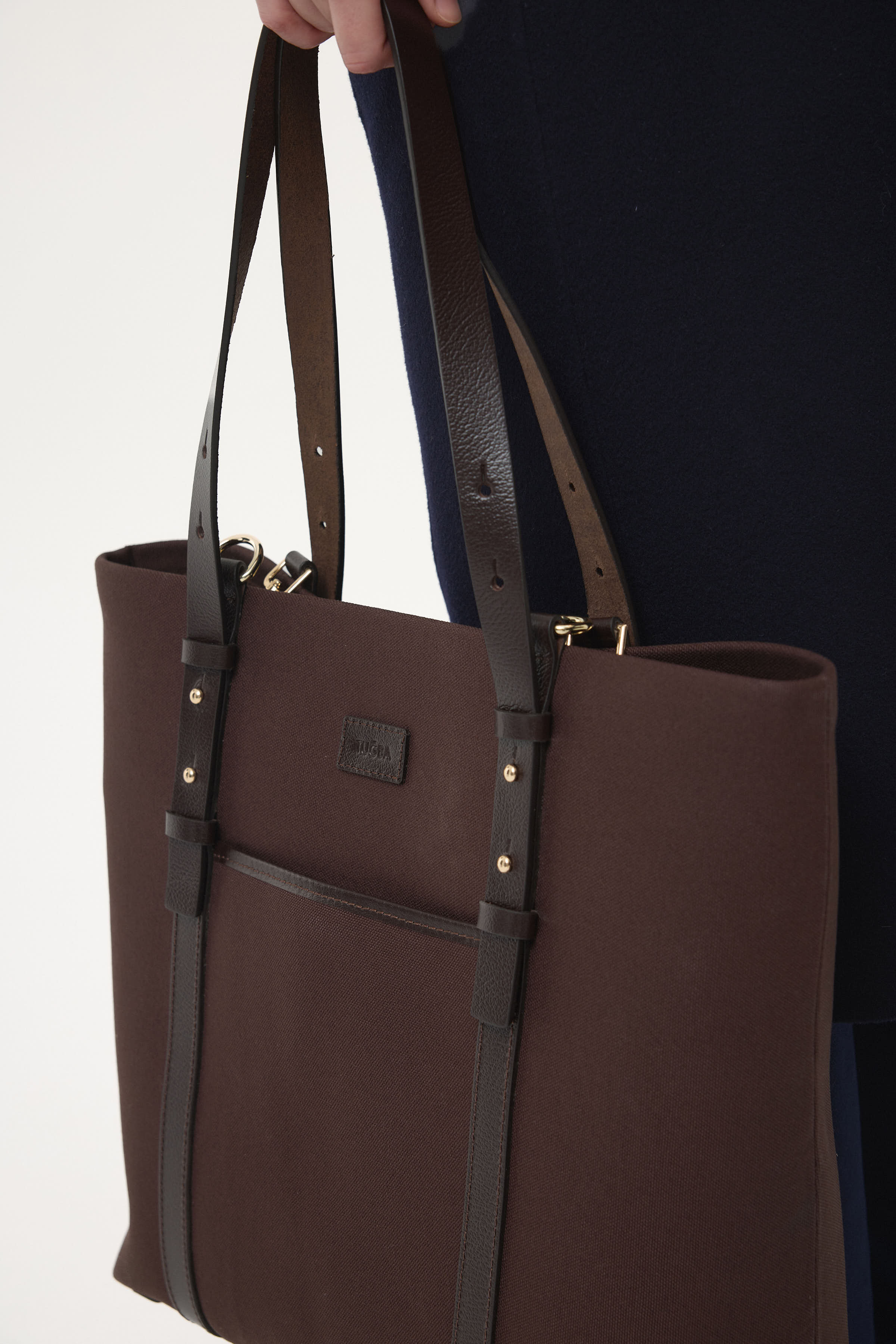 Deri Kemerli Kanvas Çanta - Kahve TUGBA