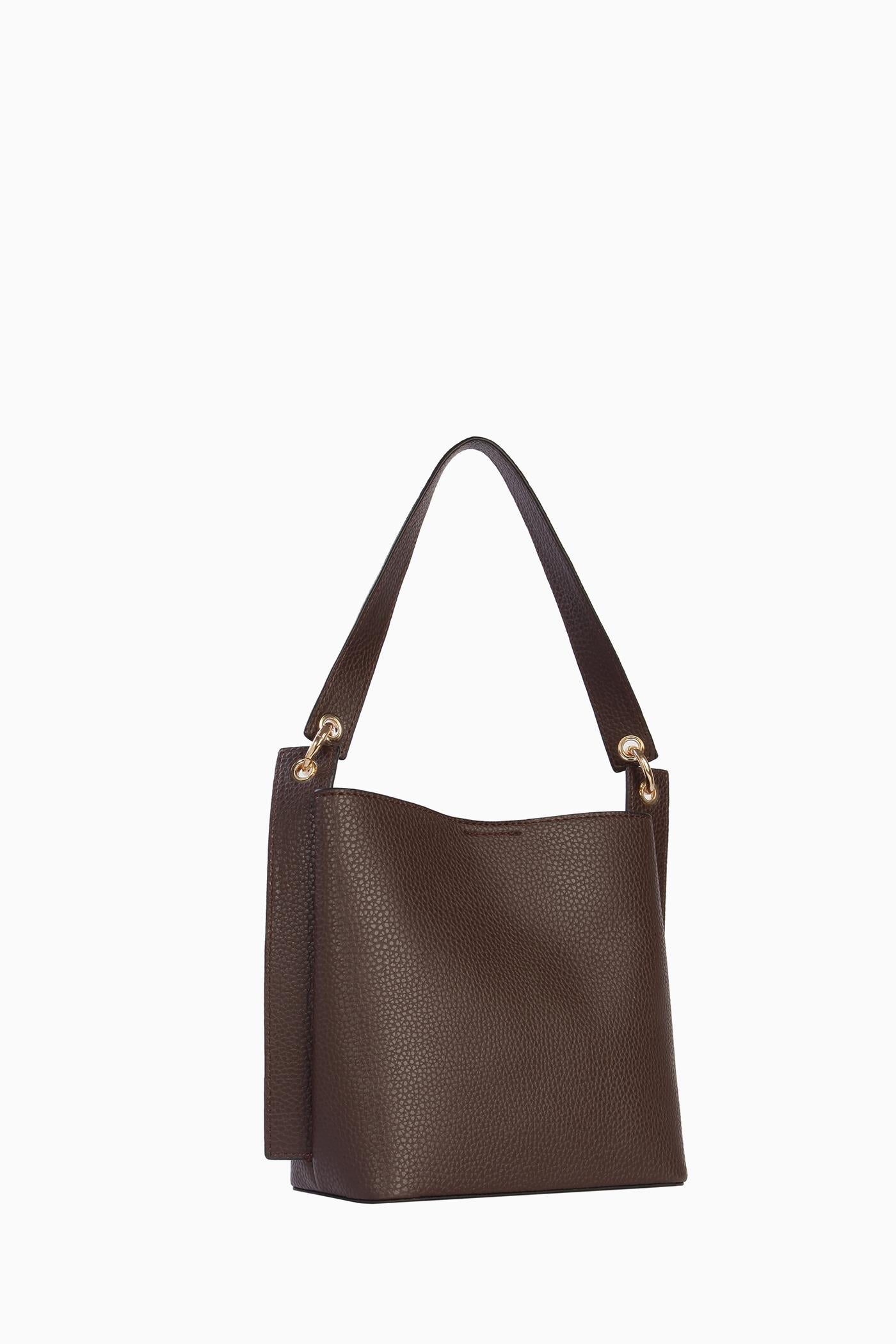 Omuz Askılı Üçgen Deri Çanta - Acı Kahve TUGBA