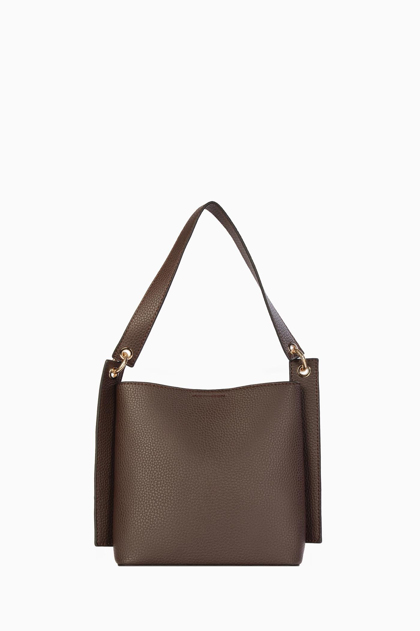 Omuz Askılı Üçgen Deri Çanta - Acı Kahve TUGBA
