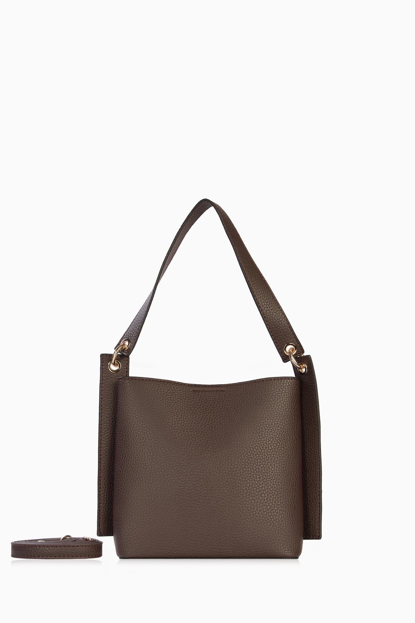 Omuz Askılı Üçgen Deri Çanta - Acı Kahve TUGBA