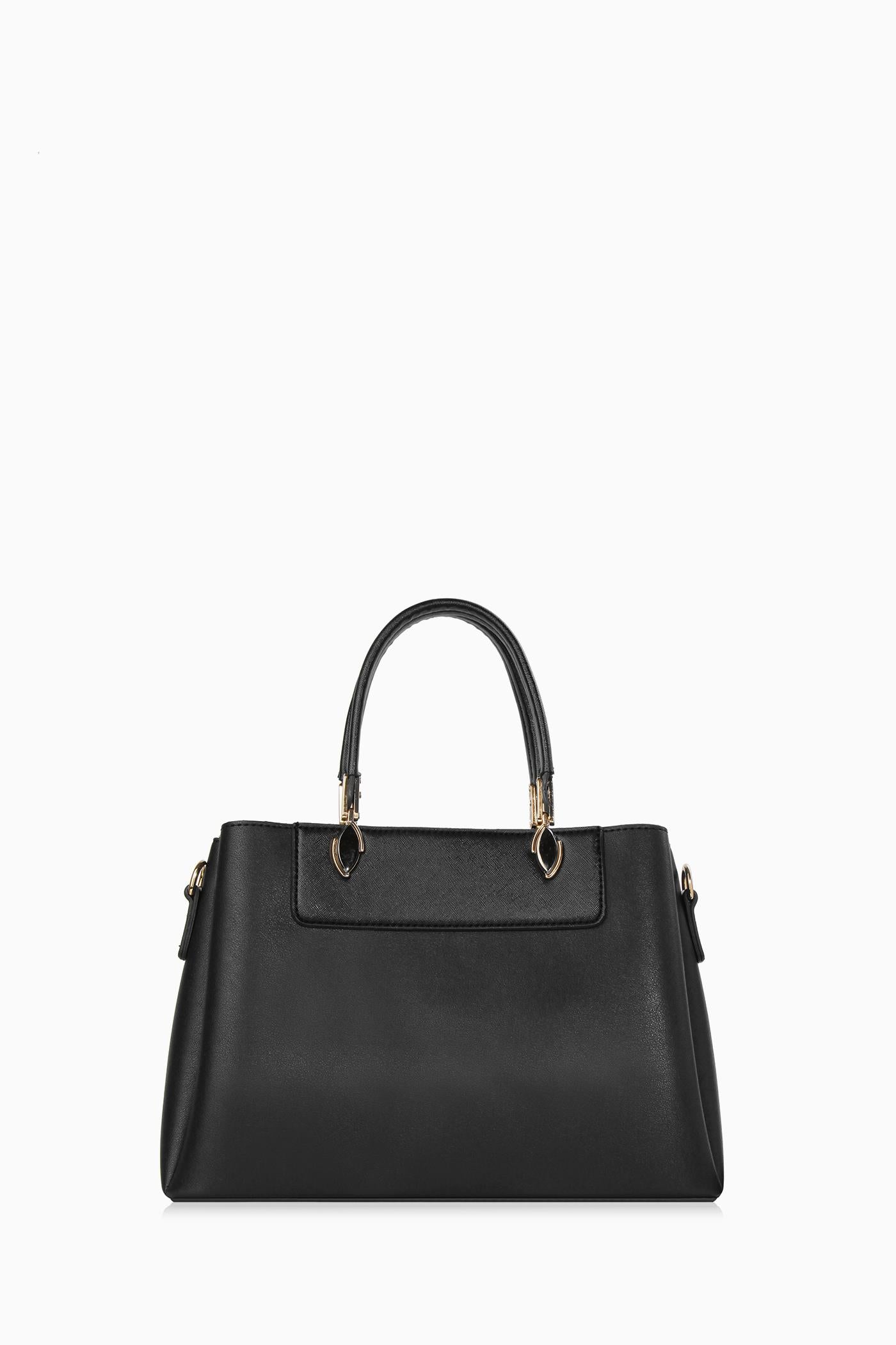 Aksesuar Detaylı Çift Kulplu Çanta - Siyah TUGBA