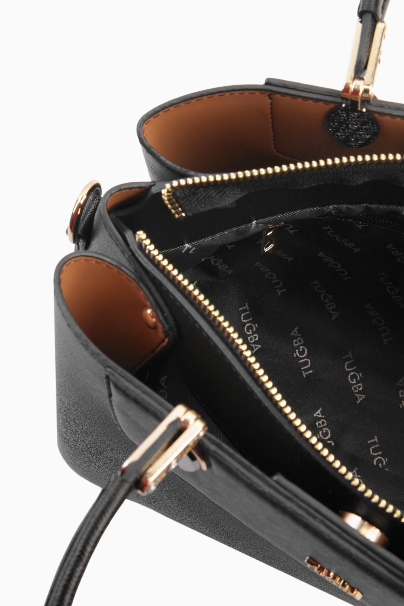 Aksesuar Detaylı Çift Kulplu Çanta - Siyah TUGBA